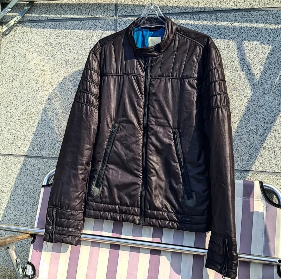 [디젤] 블랙 라이트다운 경량 바이커 패딩 자켓 상품이미지1