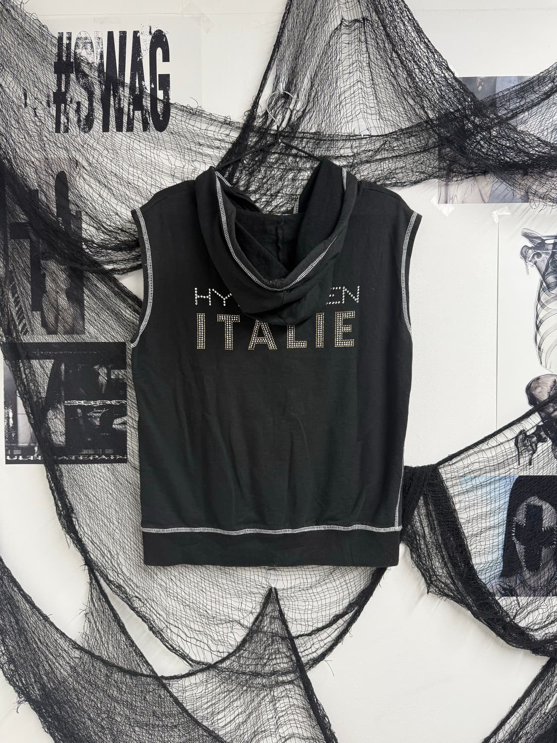 Punk mood beads detail vest zip up 상품이미지3