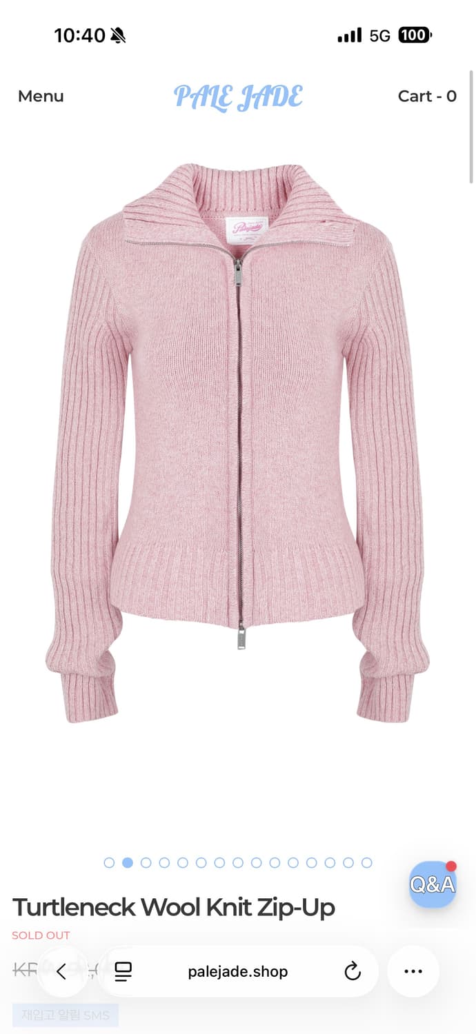 페일제이드 터틀넥 울 니트 집업 핑크 상품이미지3