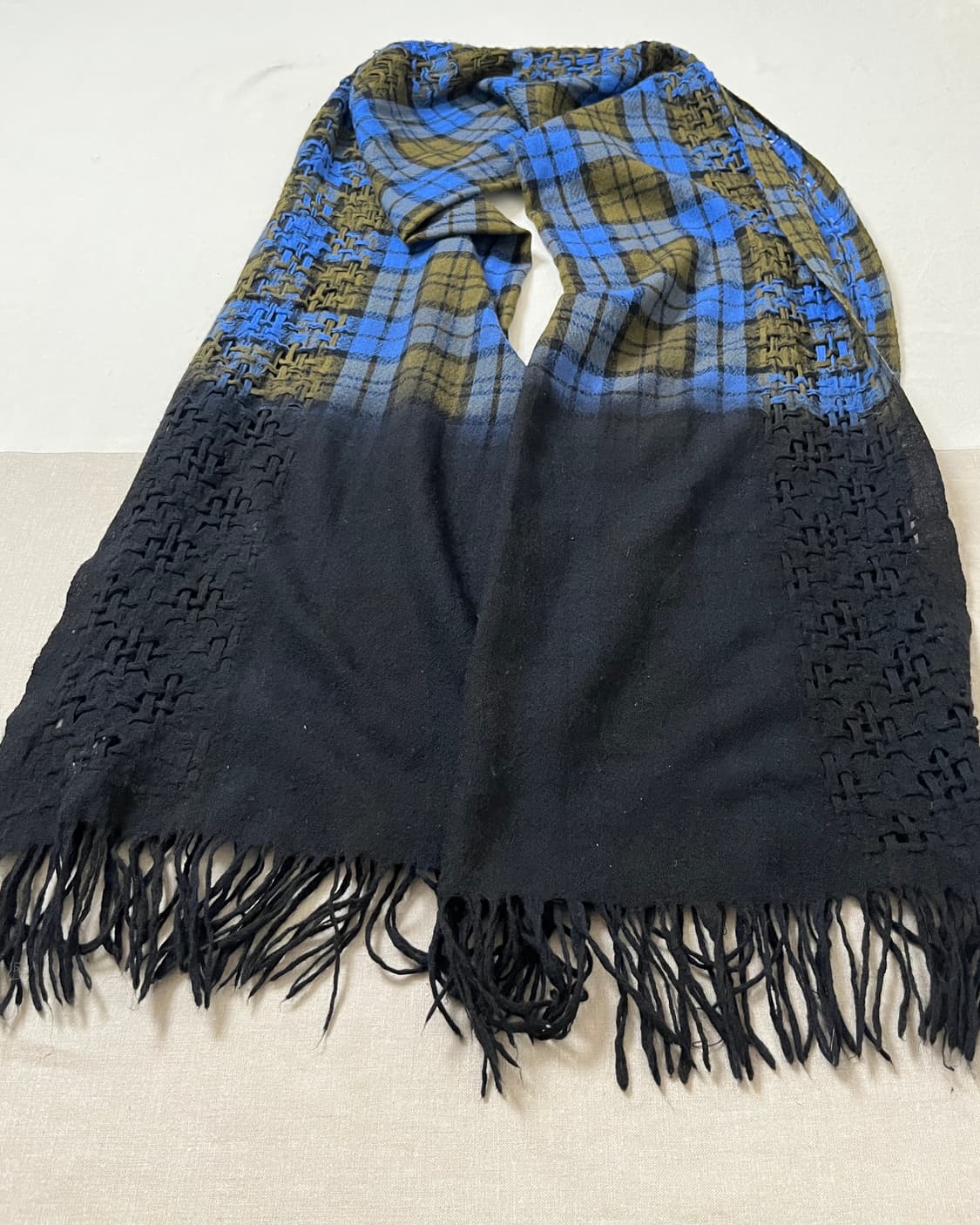 요지야마모토 뿌르옴므 체크 그라데이션 머플러 yohji yamamoto 상품이미지6