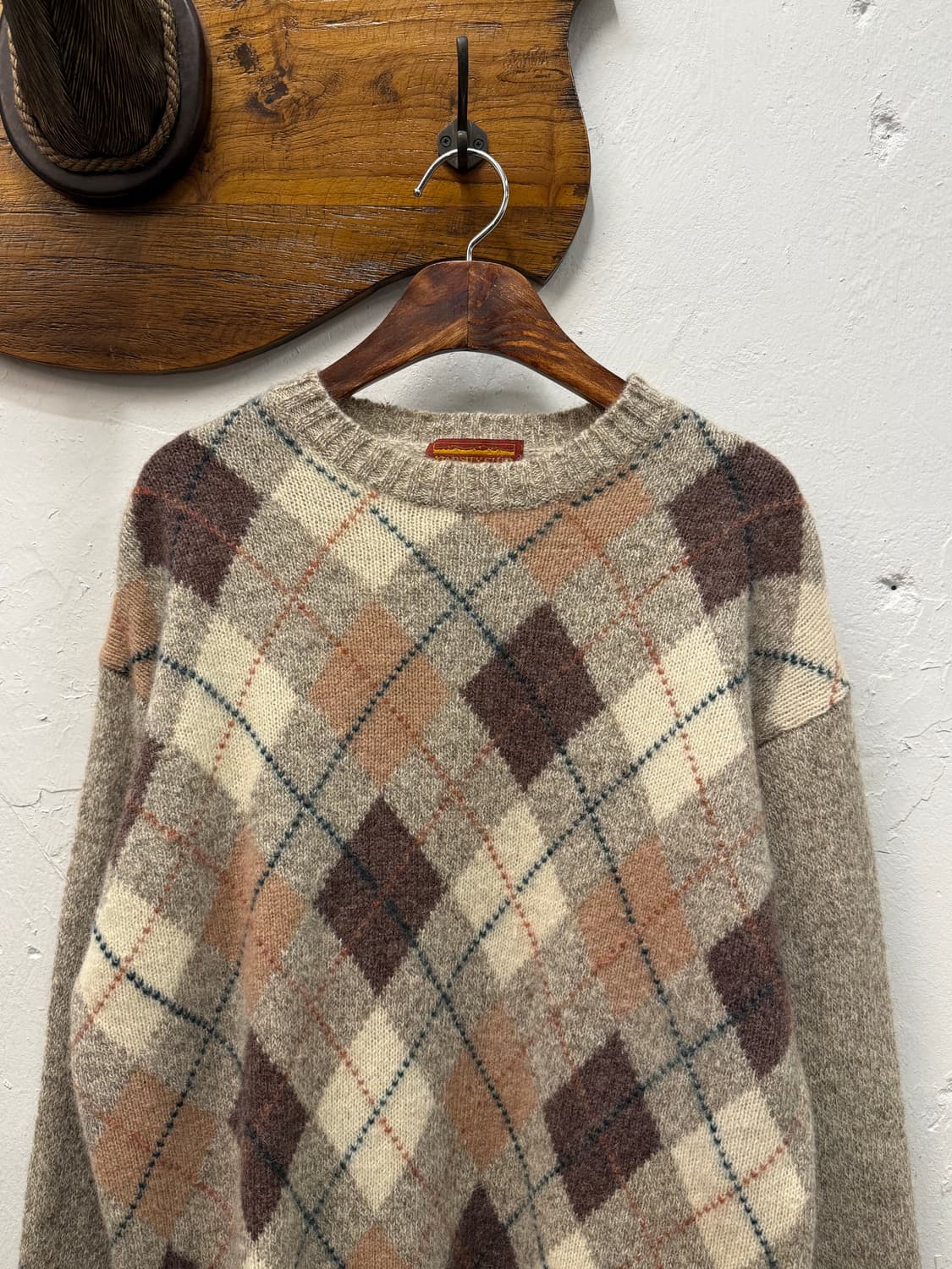 L) Varsity Club Argyle Check Wool Knit S 상품이미지1