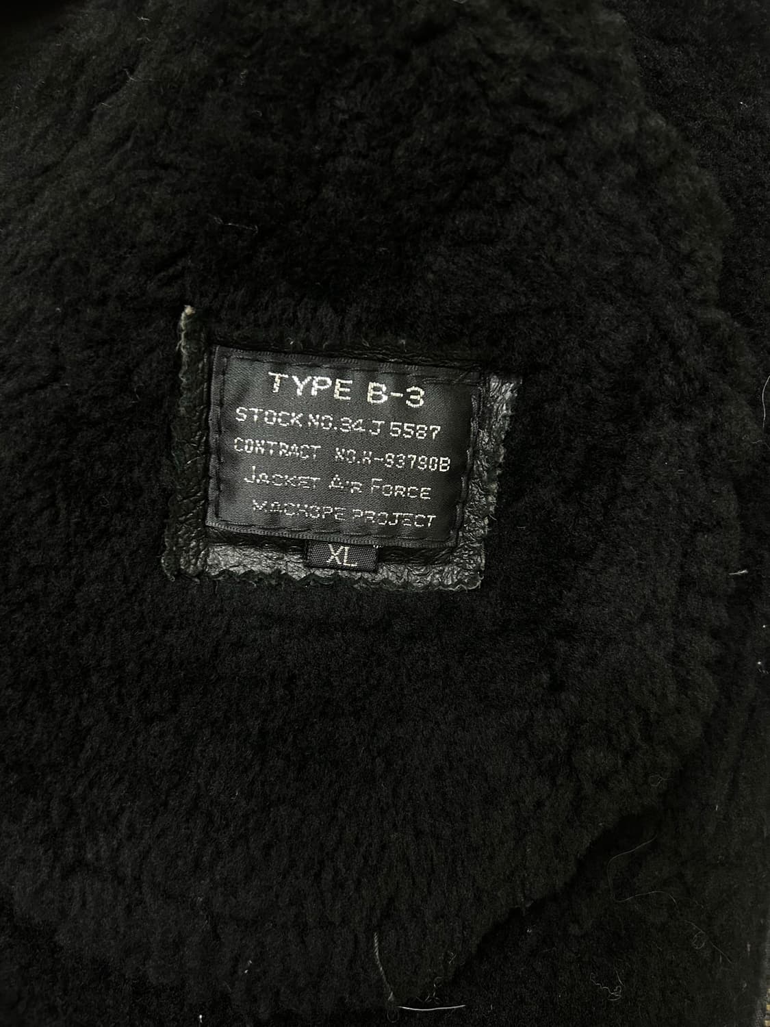 [XL]B-3 숏 가죽 무스탕/블랙 상품이미지7