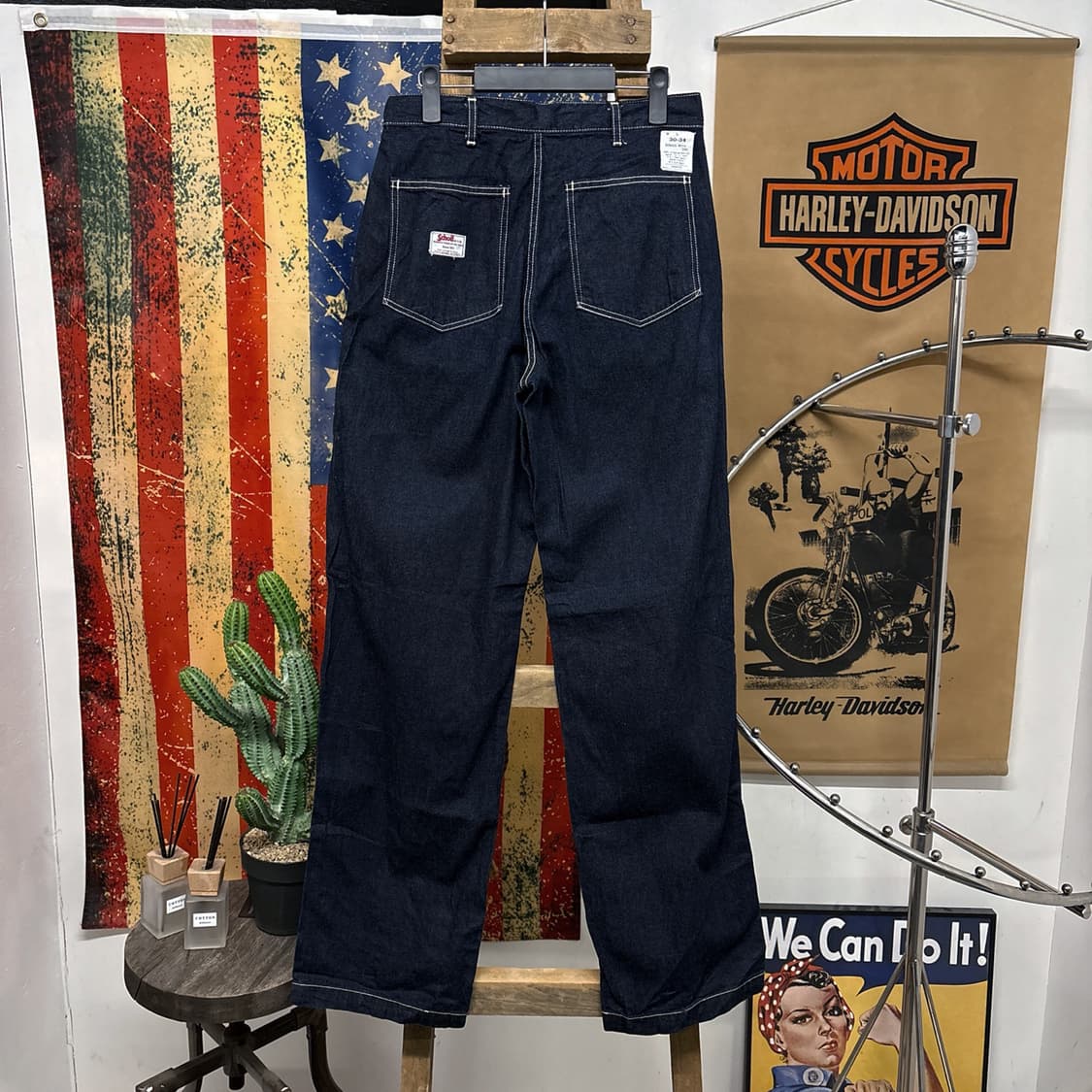 00s 쇼트 재팬라인 화이트 스티치 워크 데님팬츠 버튼플라이 N548 상품이미지2