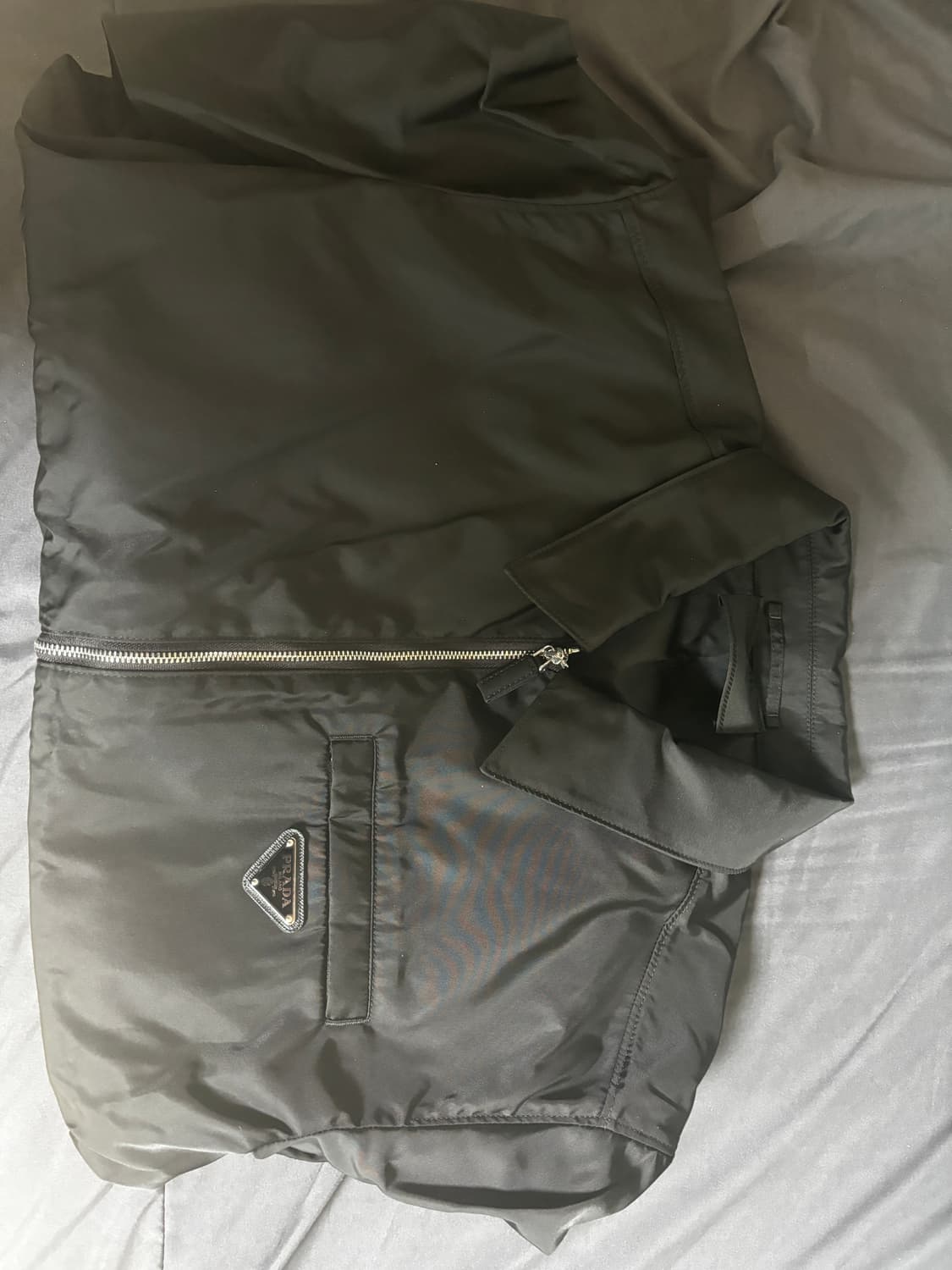 [50] 프라다 리나일론 집업 개버딘 블루종 자켓 블랙 상품이미지2