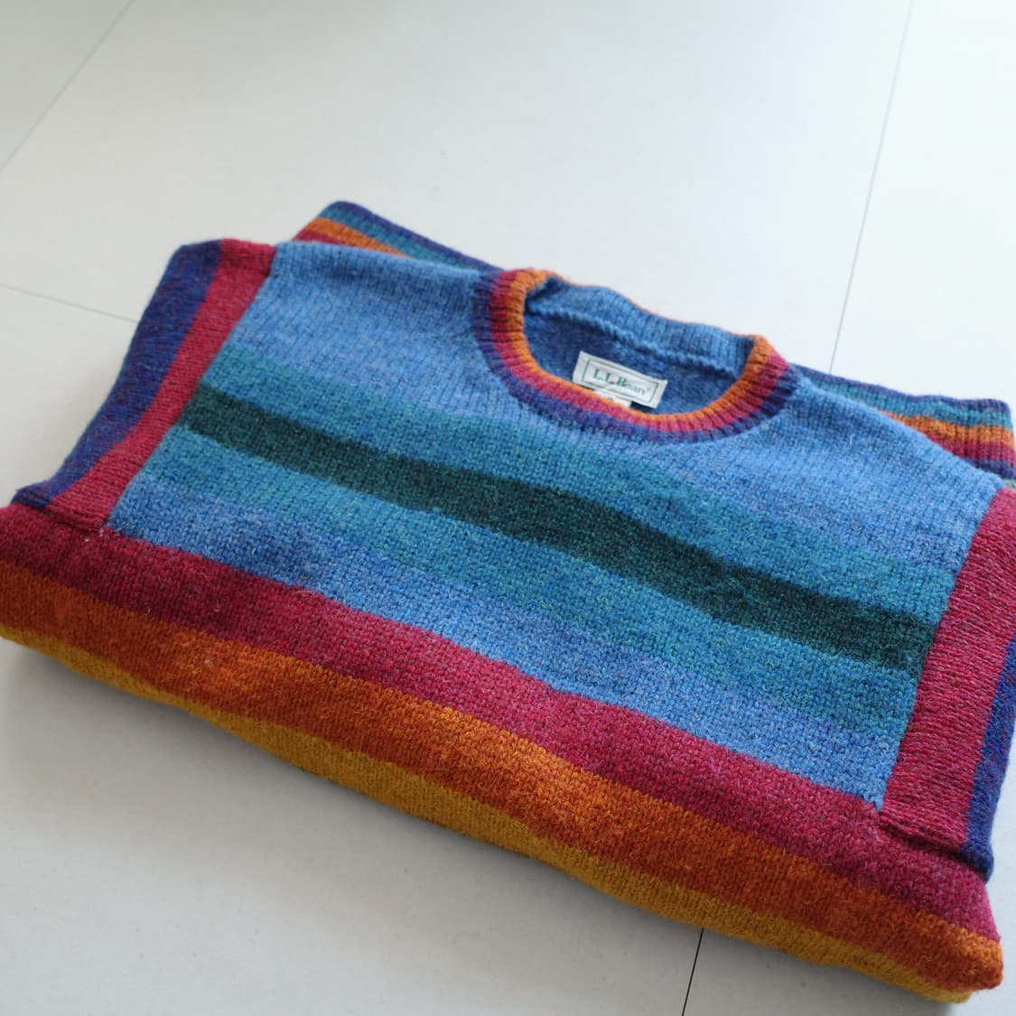 90s 엘엘빈 에스닉 나바호 아즈텍 아일랜드제 울 100% 니트 L 상품이미지10