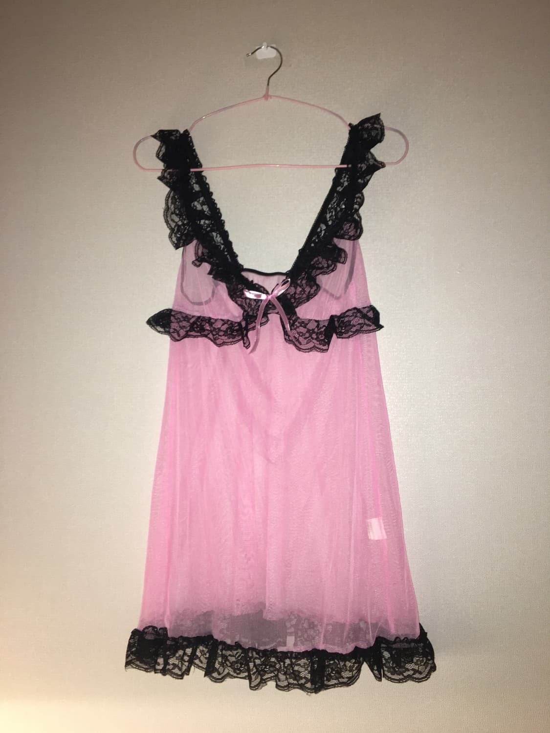 갸루 블랙 핑크 레이스 슬립 오네갸루 팝갸루 상품이미지1