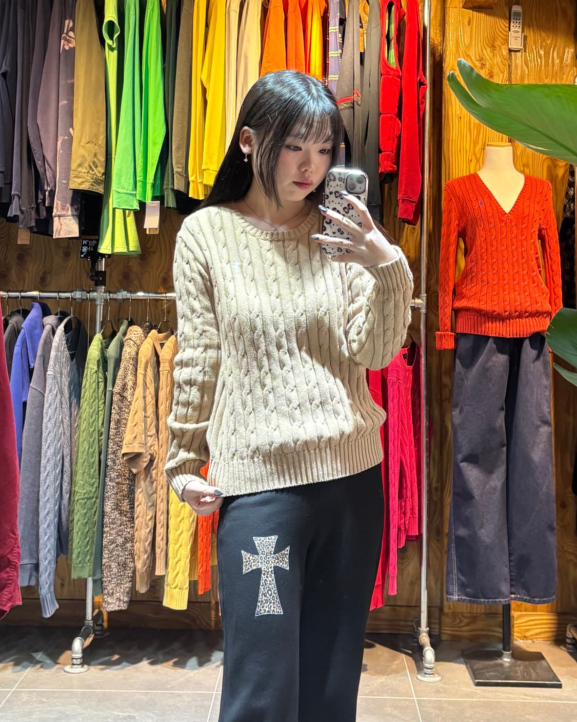 M 폴로랄프로렌 베이지 케이블 라운드 니트  상품이미지1