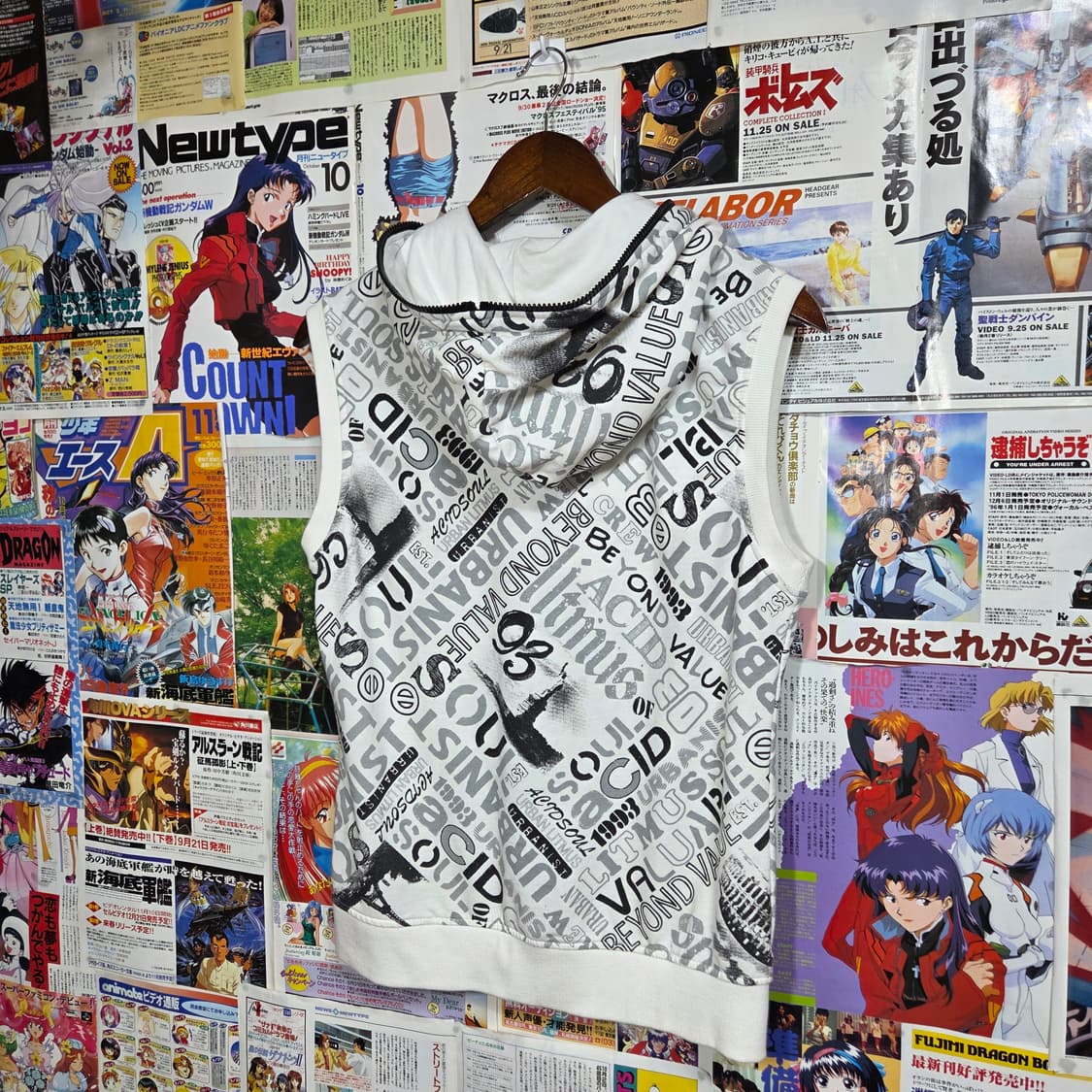 빈티지 레터링 베스트 후드집업 상품이미지5