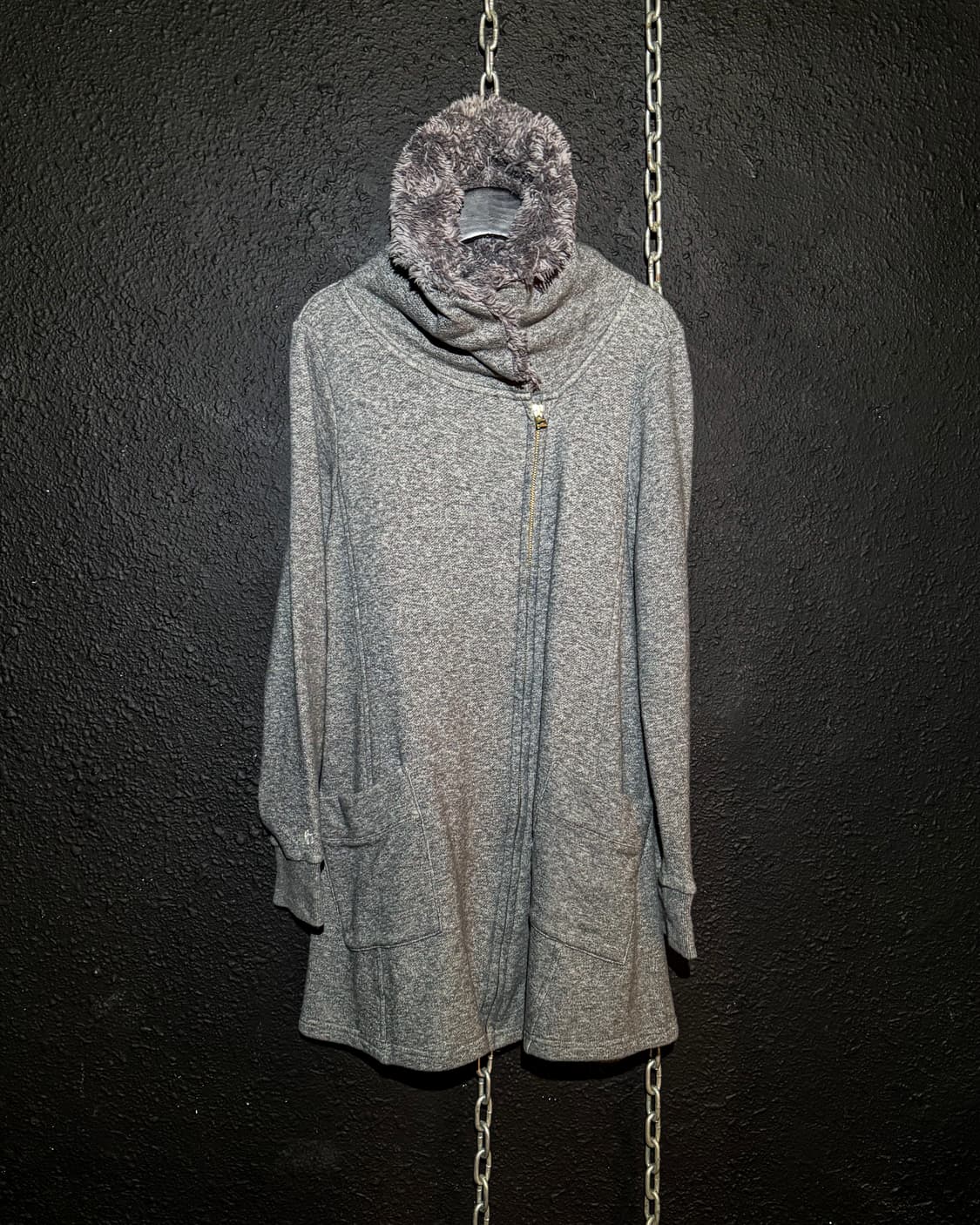 Flare Line Fleece Collar Zip Hoodie Coat 상품이미지3