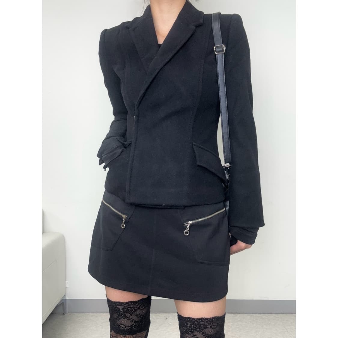 빈티지 블랙 랩 스커트 상품이미지2