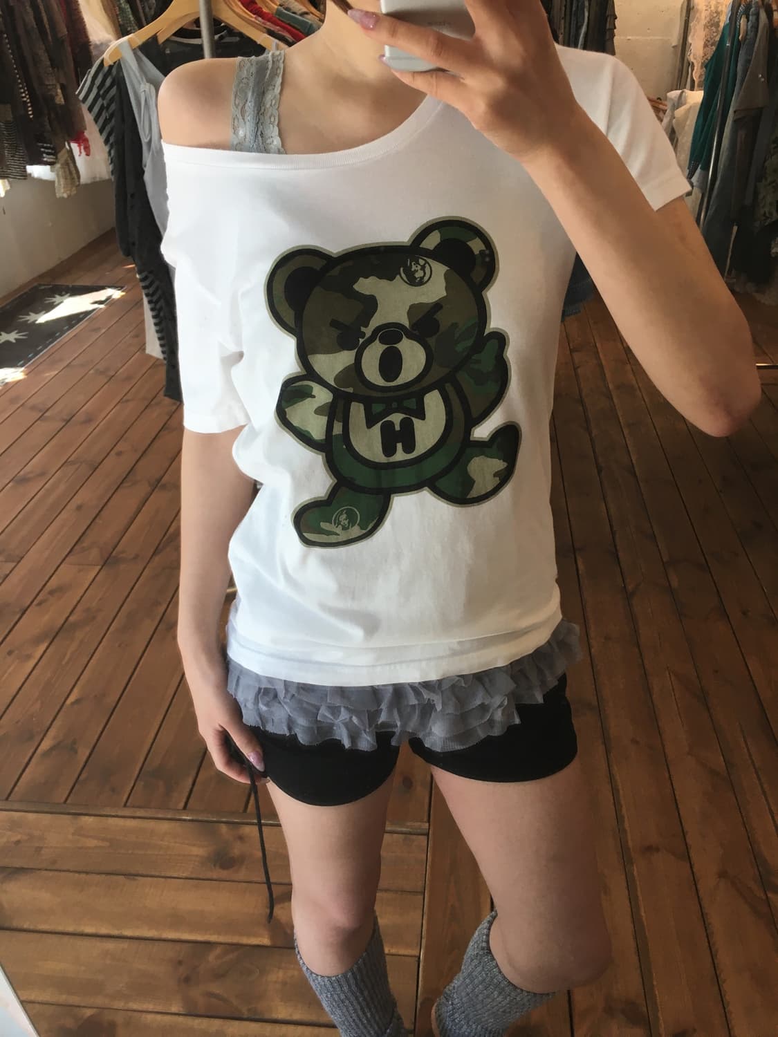 히스테릭글래머 카모 퍽베어 티셔츠 상품이미지5