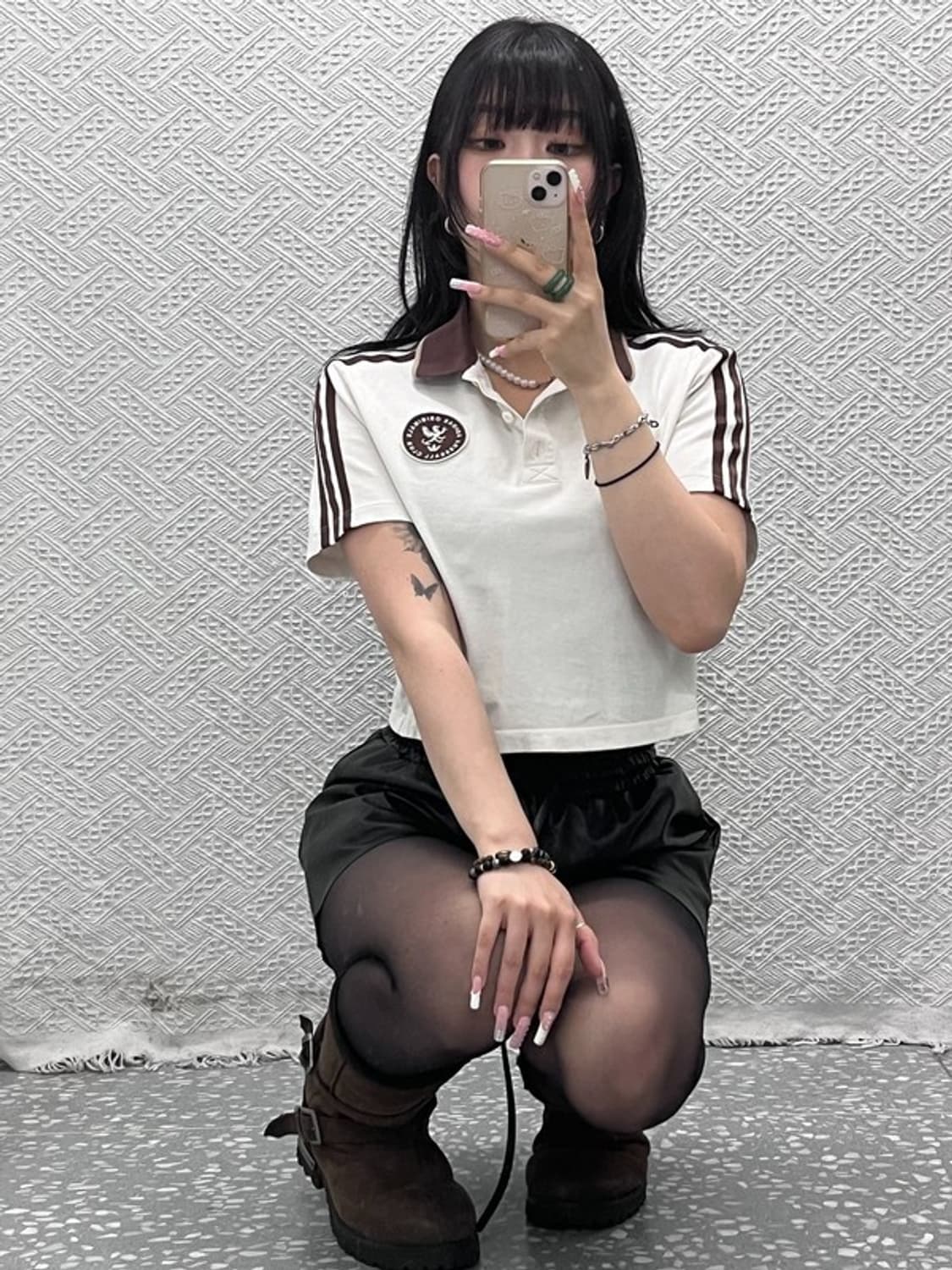 아디다스 캐주얼 키치 초코브라우니 크롭 반팔 카라티 XS C12469 상품이미지2