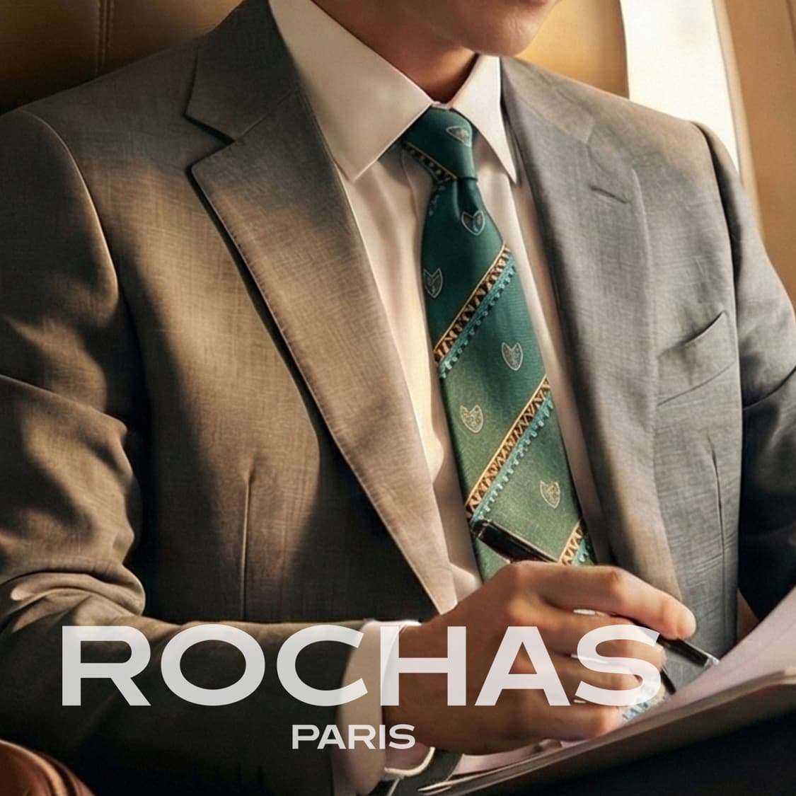 로샤스 실크 그린 패턴 넥타이 8.5cm A+~A등급 A19642 상품이미지1