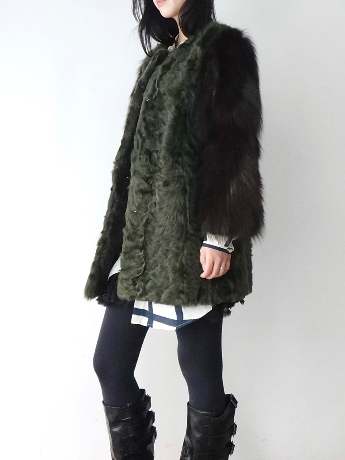 Whir pattern mix color fur jacket  상품이미지6