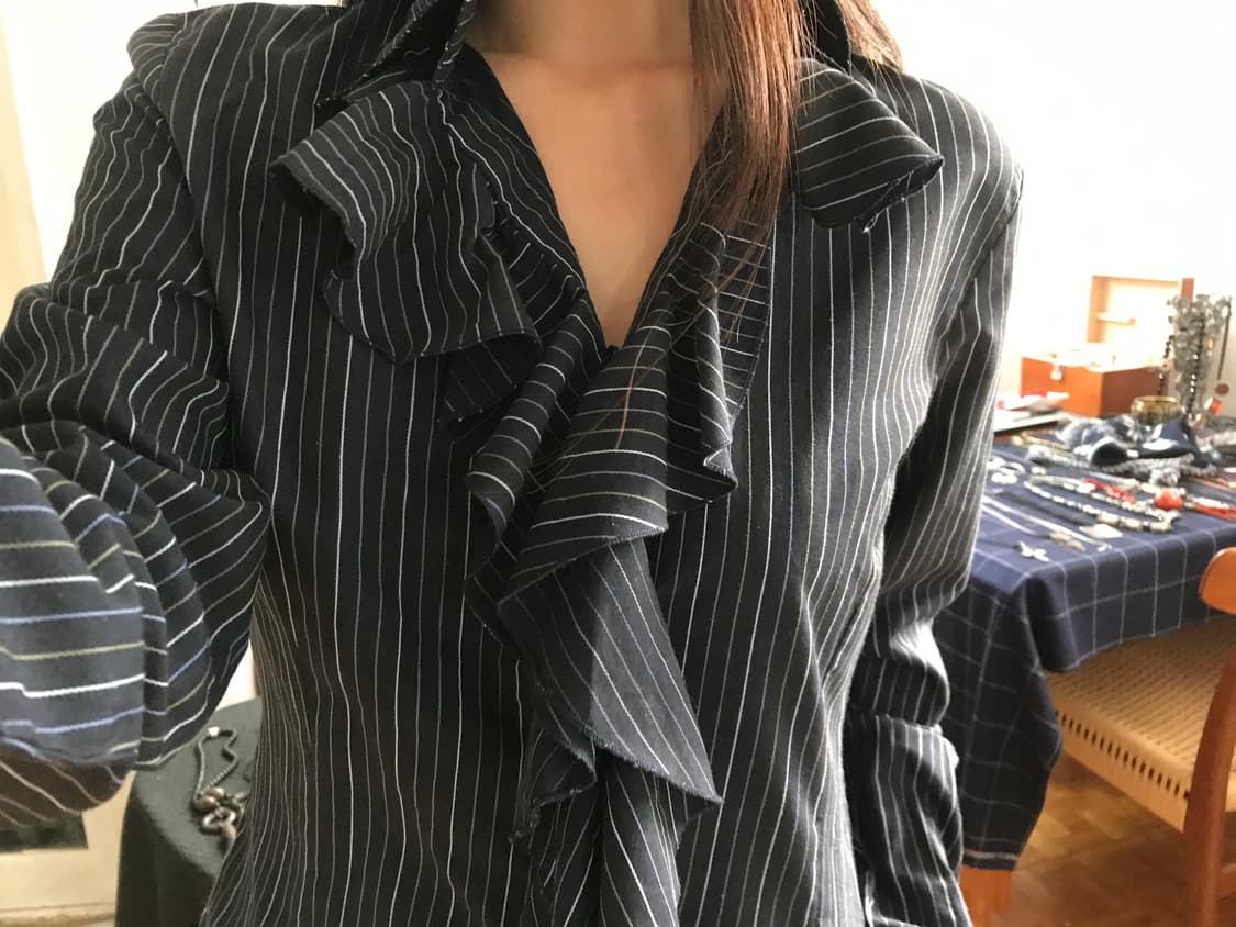 vintage frill stripe shirts 상품이미지5