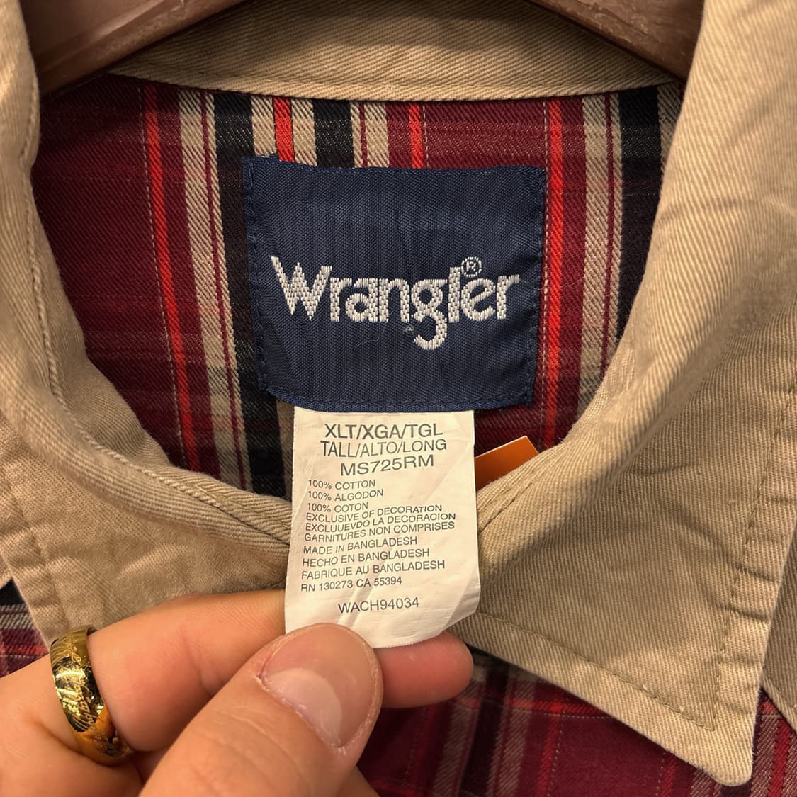 90s 랭글러 타이니 타탄체크 웨스턴 코튼 워크셔츠 N1036 상품이미지8