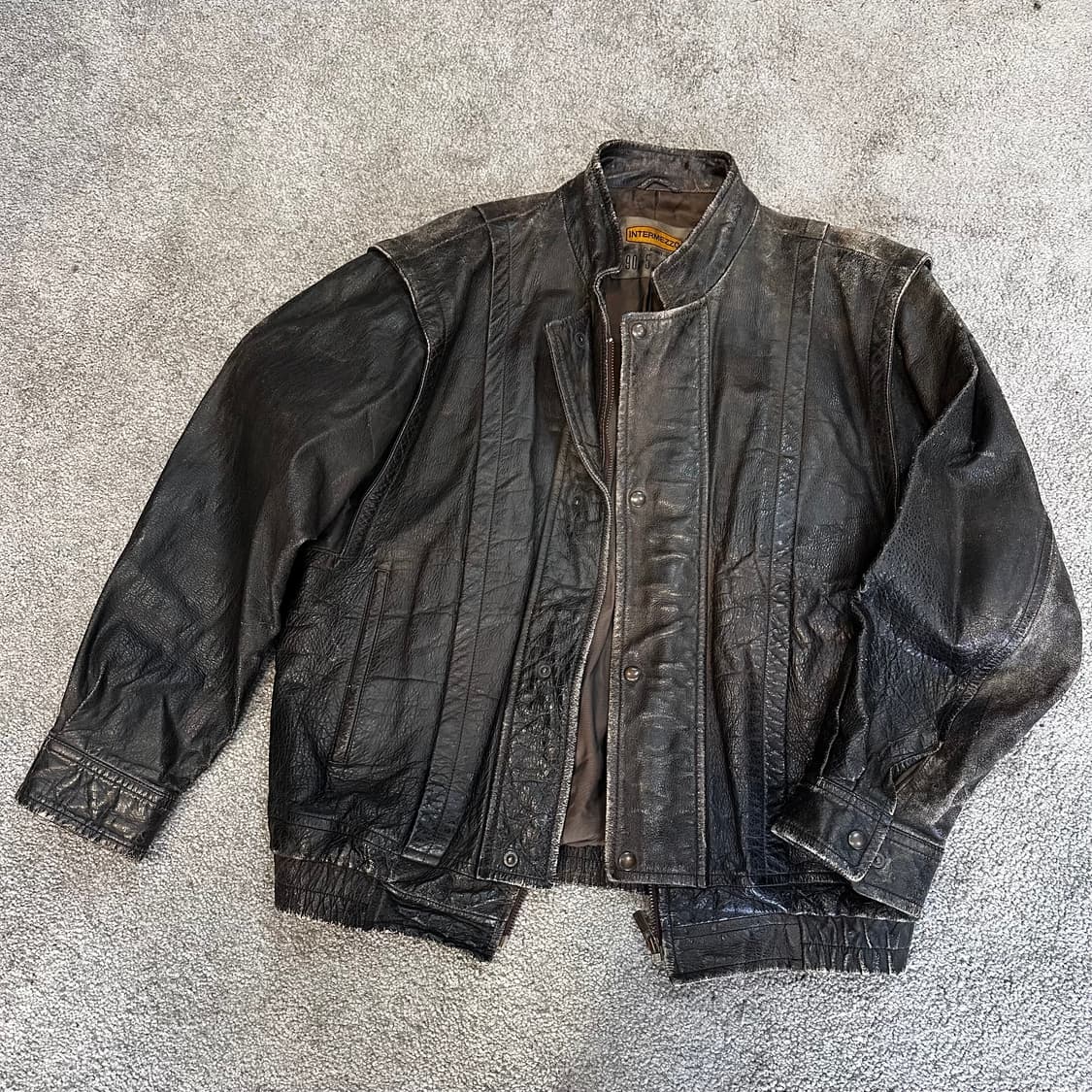 인터메조 브라운 소가죽 봄버 자켓M-L 상품이미지1