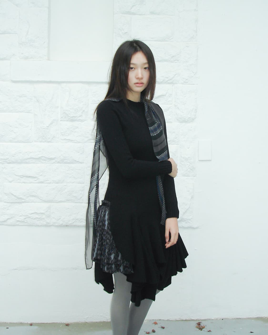 SACAI knit dress with detachable scarf 상품이미지1