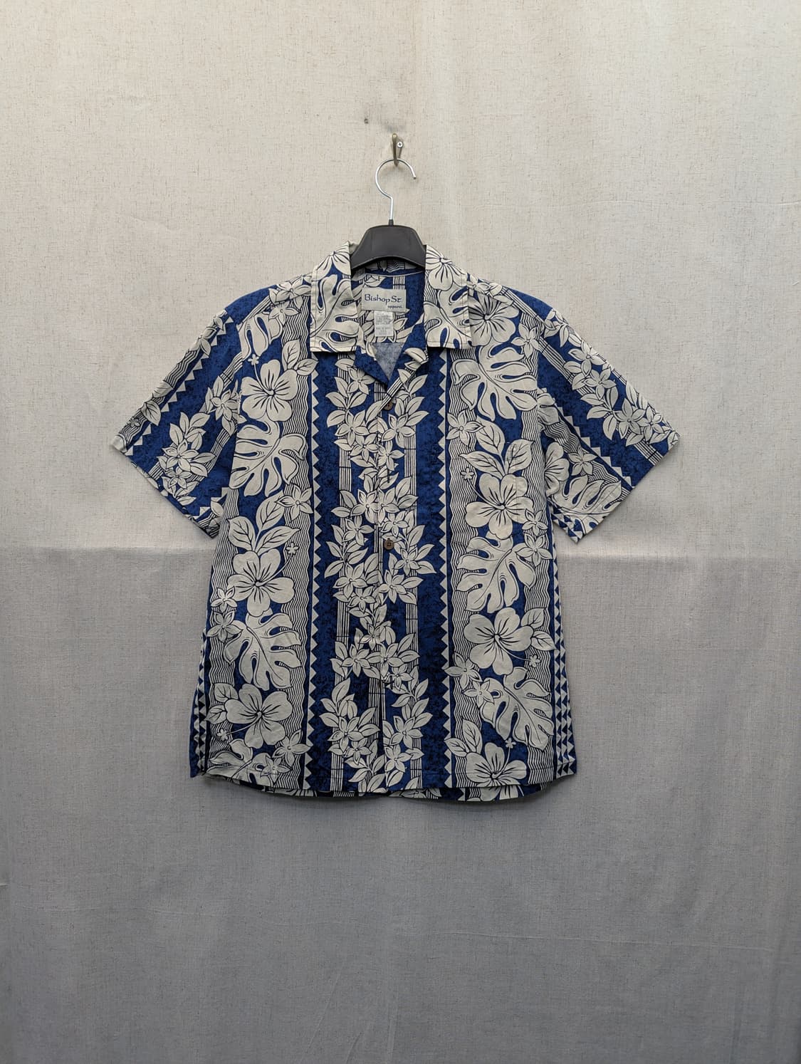 Bishop St 블루 플라워 반팔 하와이안 셔츠 상품이미지1