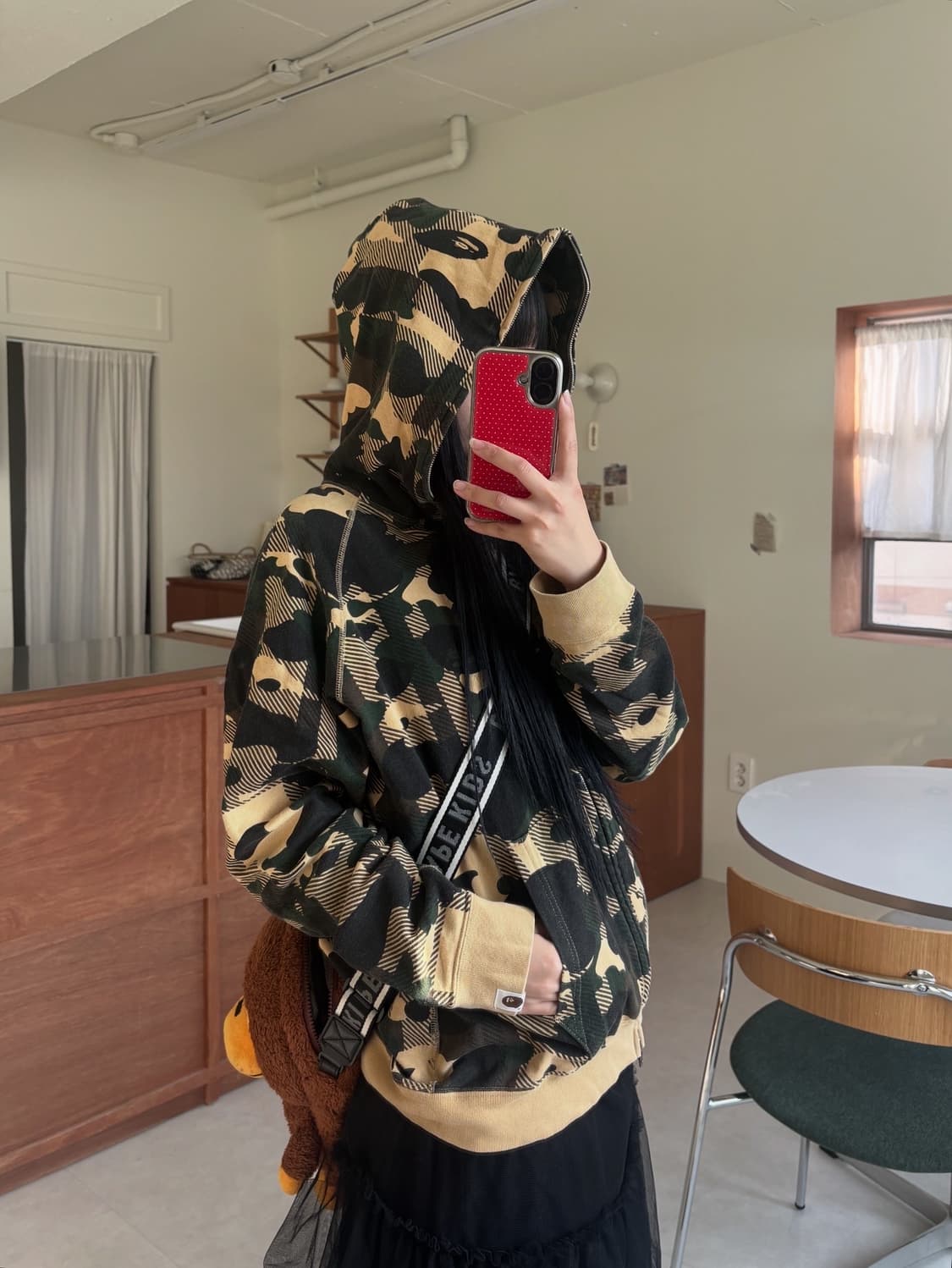 베이프 카모 체크 후드집업 상품이미지2