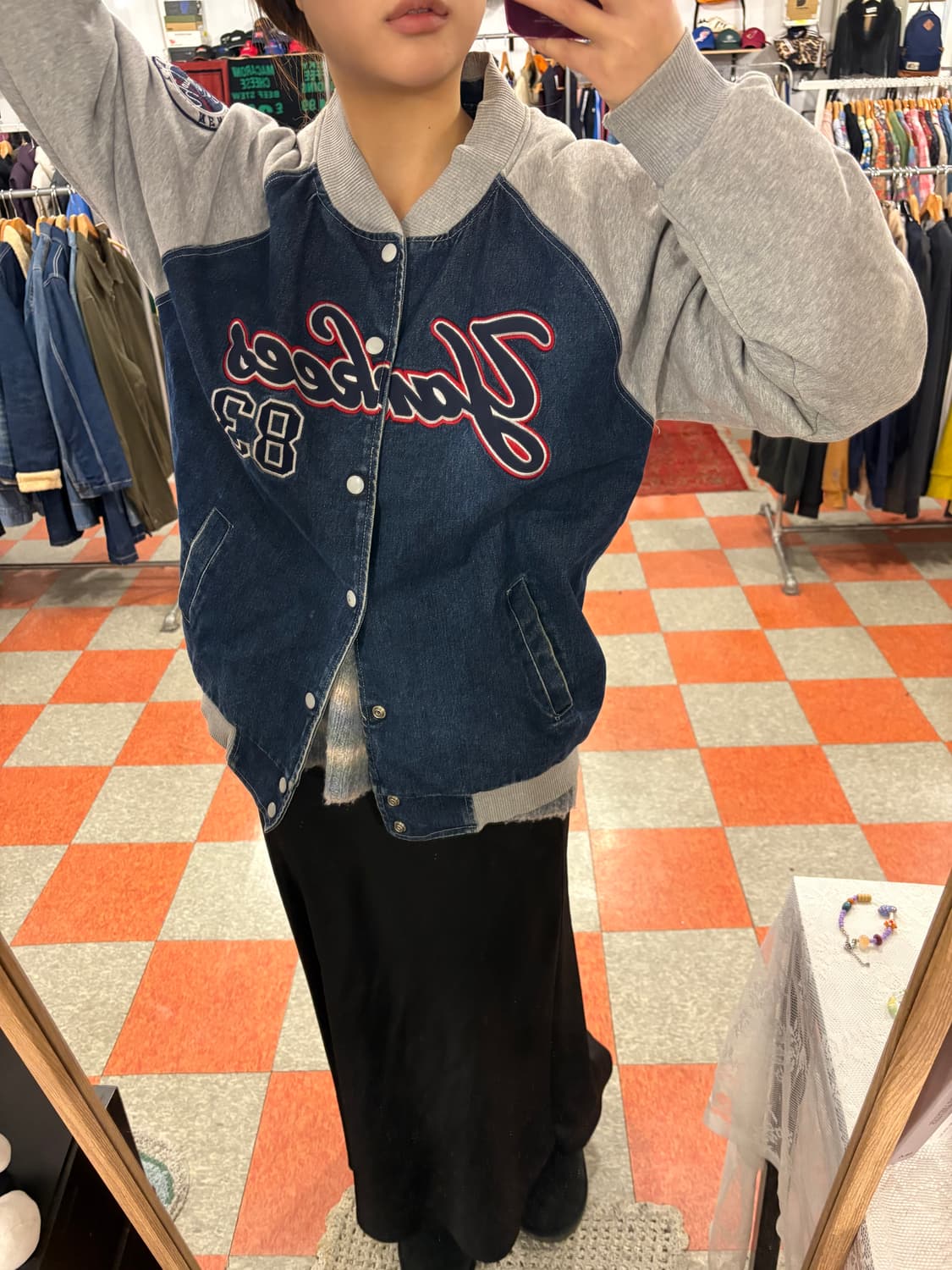 데님 바시티자켓 상품이미지1