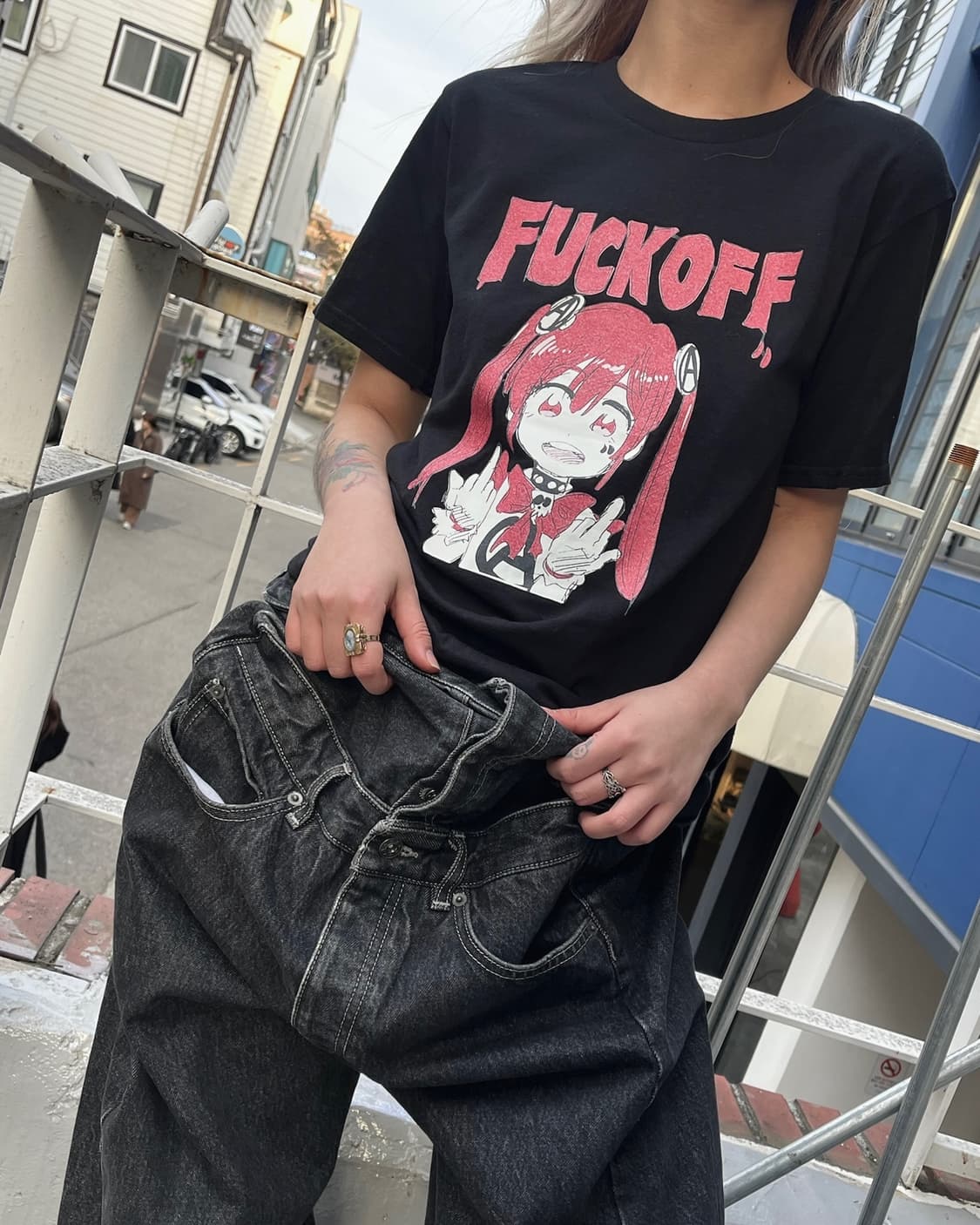 준 이나가와 Fuck off 프린팅 티셔츠 상품이미지2