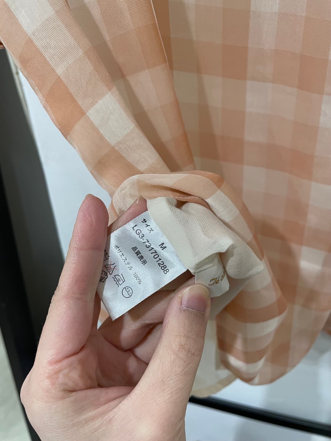 피치 체크 리본 블라우스 상품이미지10