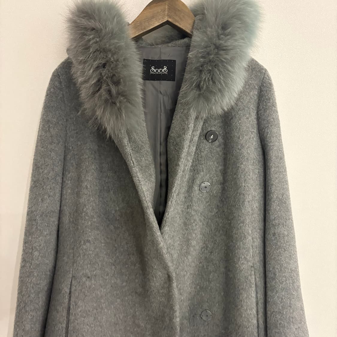 SOOS 후드 폭스 퍼 코트 55 상품이미지4