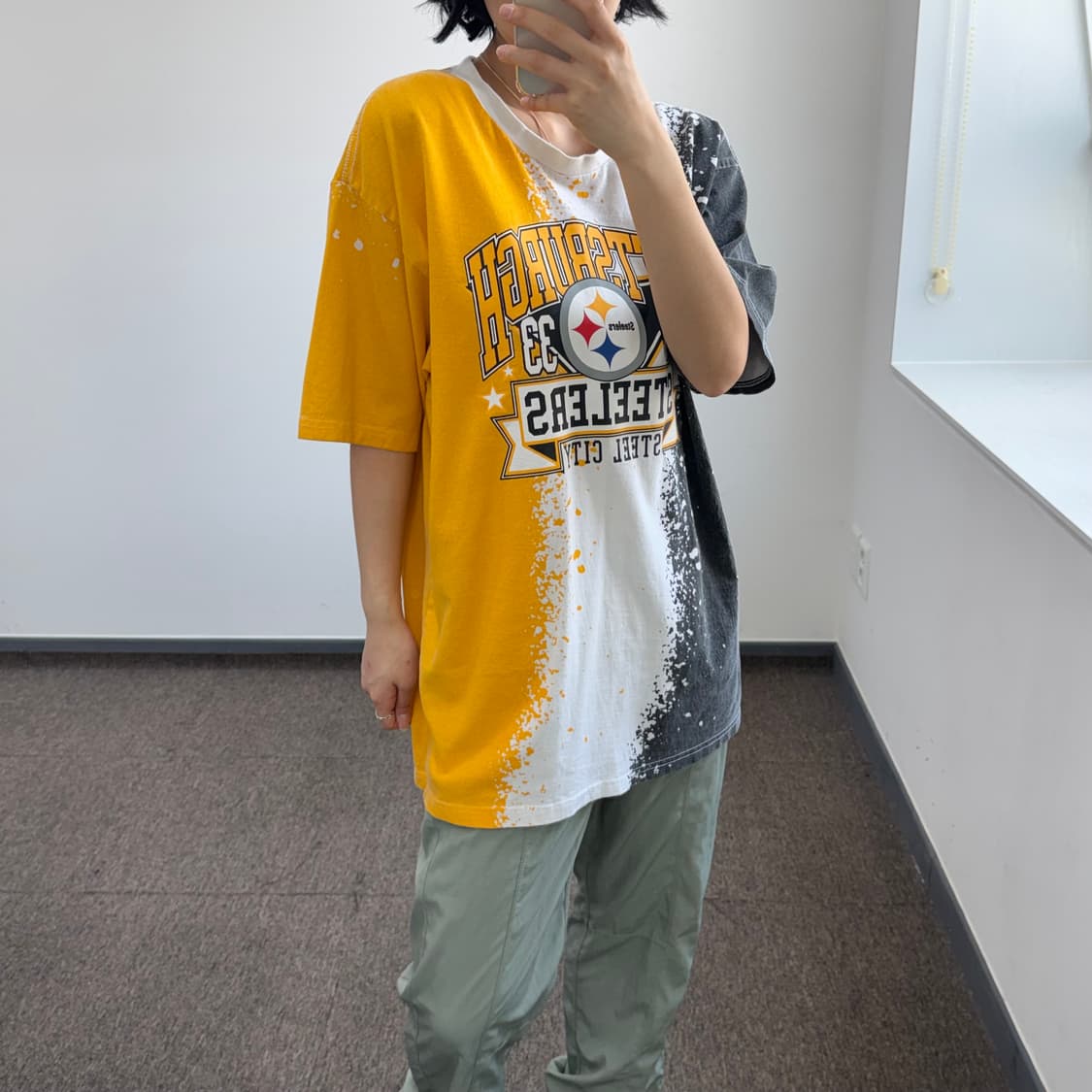 NFL 옐로우 차콜 배색 반팔 티셔츠 상품이미지2