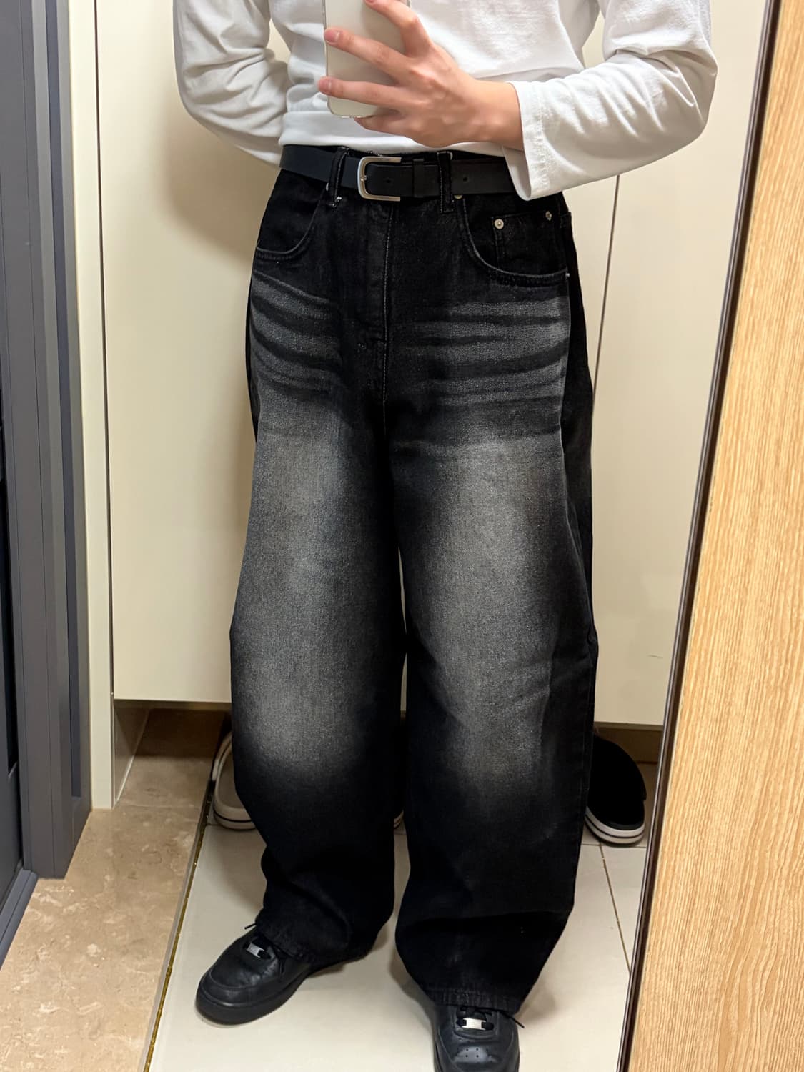 Rofl 블랙 와이드 데님팬츠 상품이미지1