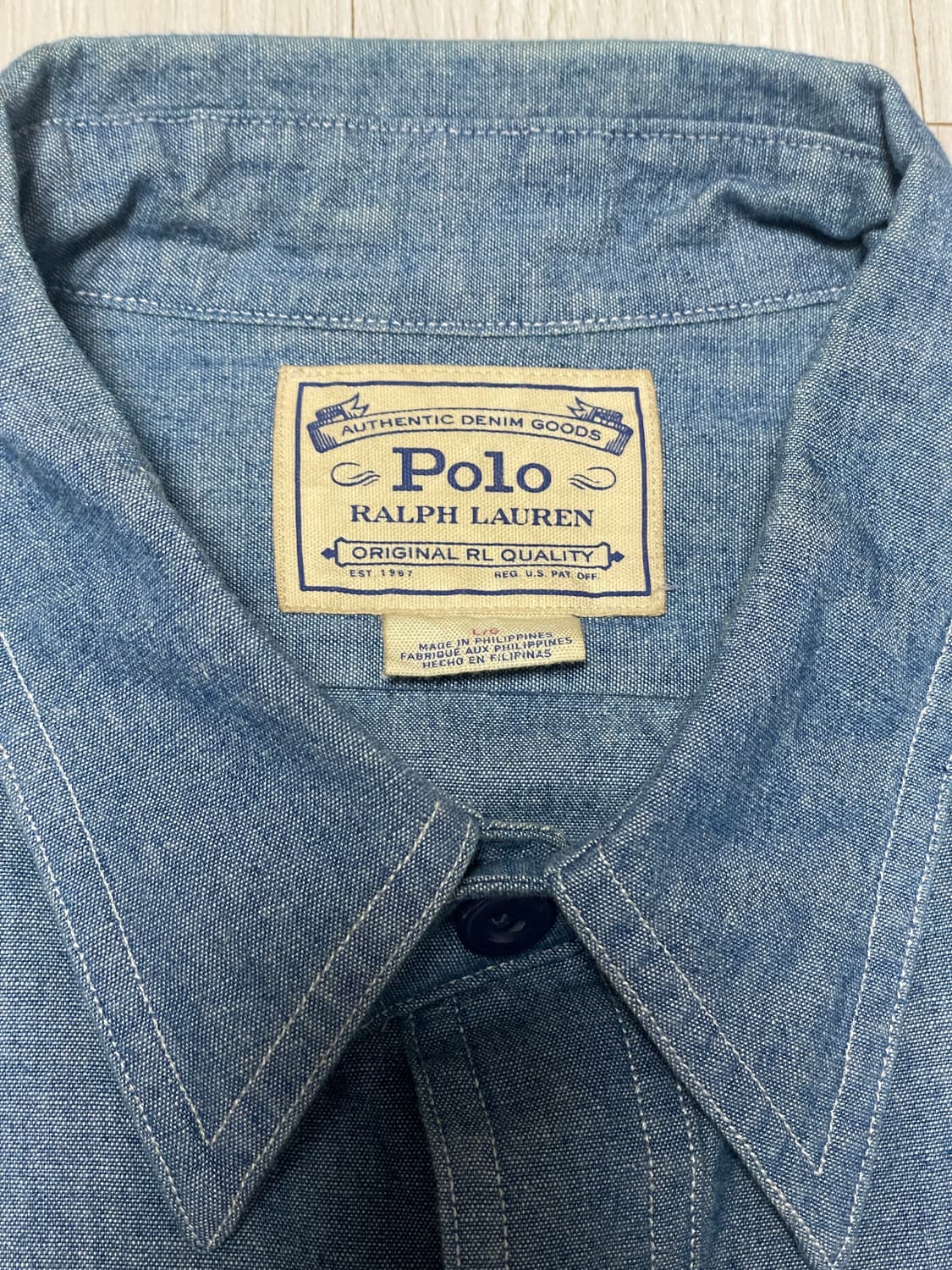 폴로 랄프로렌 샴브레이 워크셔츠 L사이즈 판매합니다 상품이미지2