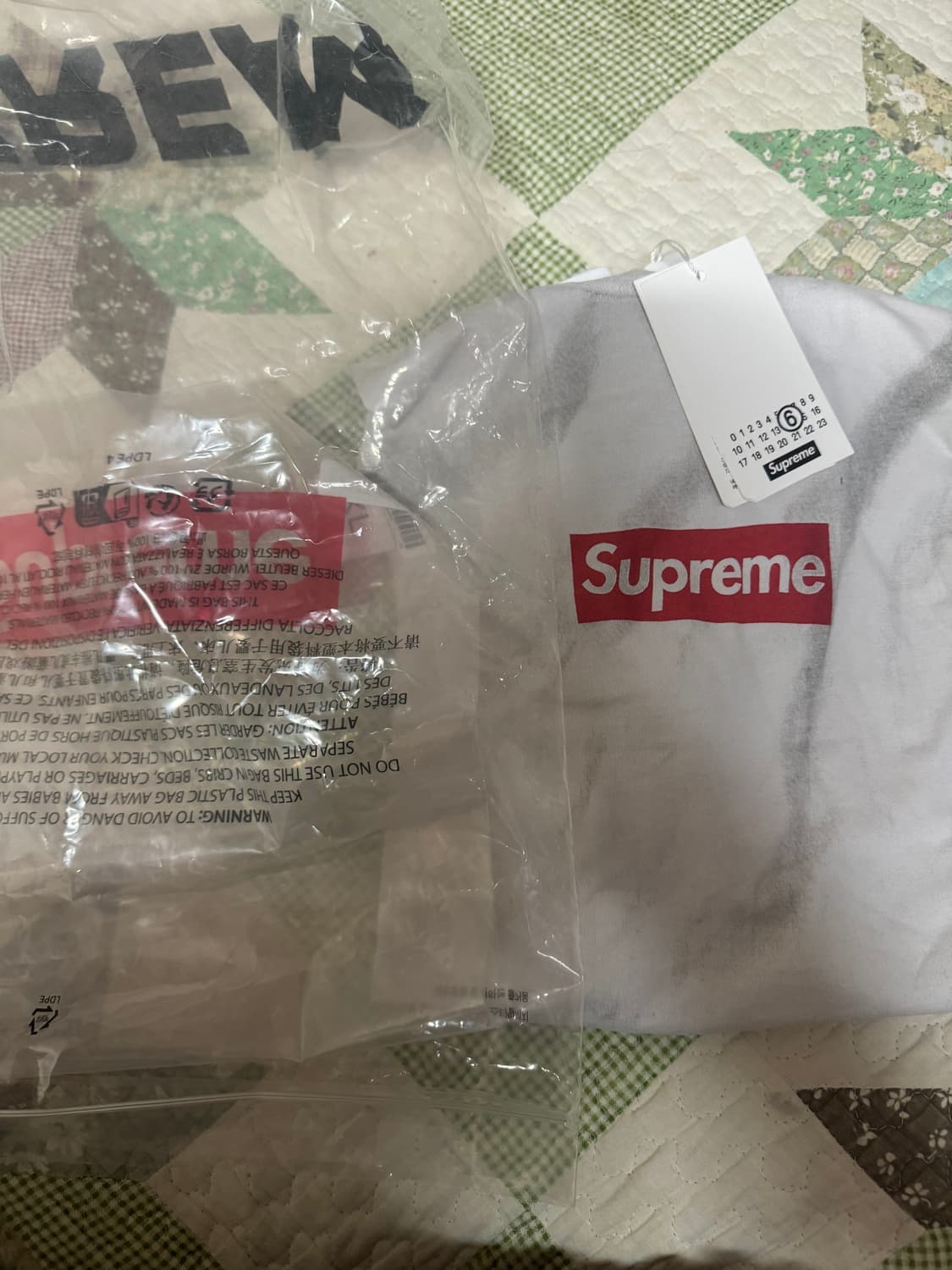 슈프림 x MM6 메종 마르지엘라 박스로고 티셔츠 화이트 XL 상품이미지1