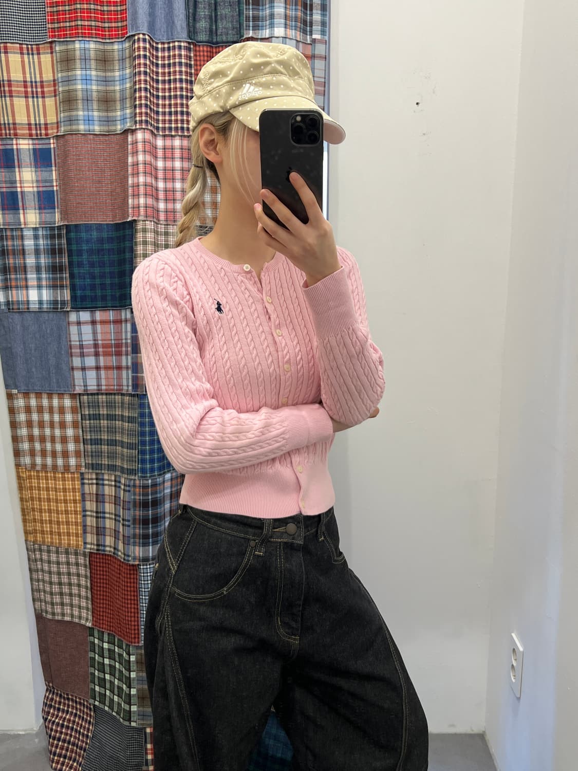 폴로 딸기우유 꽈배기 니트 카디건 상품이미지2