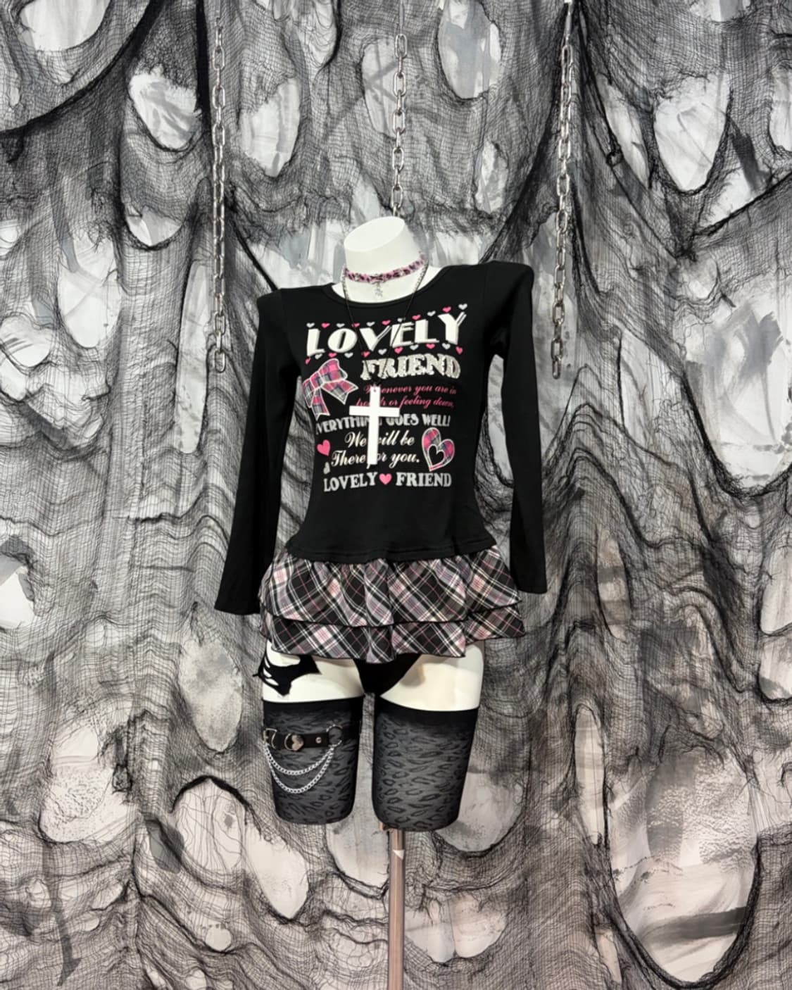 Y2k kitsch Glitter frill Layered long sl 상품이미지2