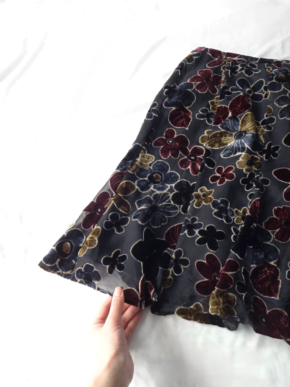 Color pop flower velvet skirt 상품이미지2