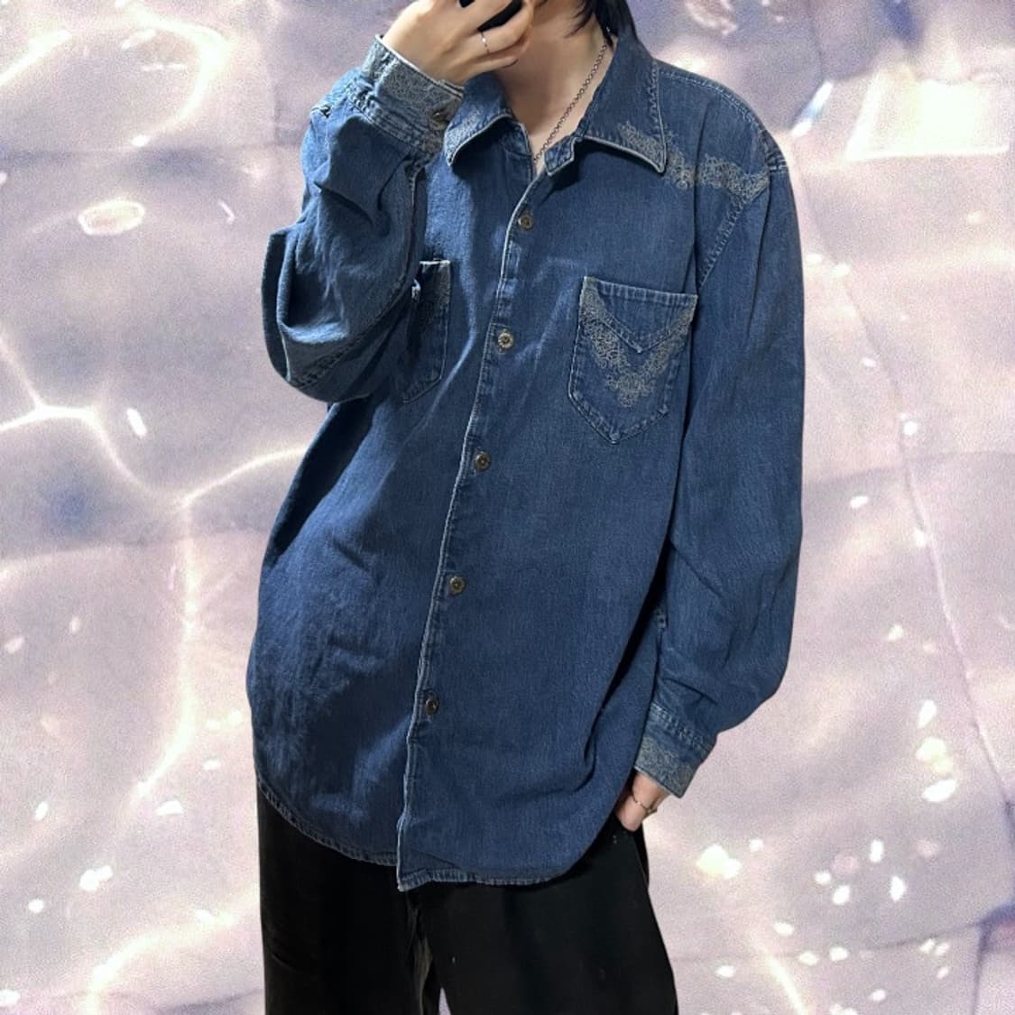 아르마니 익스체인지 오버핏 웨스턴 데님 셔츠 XL 상품이미지1