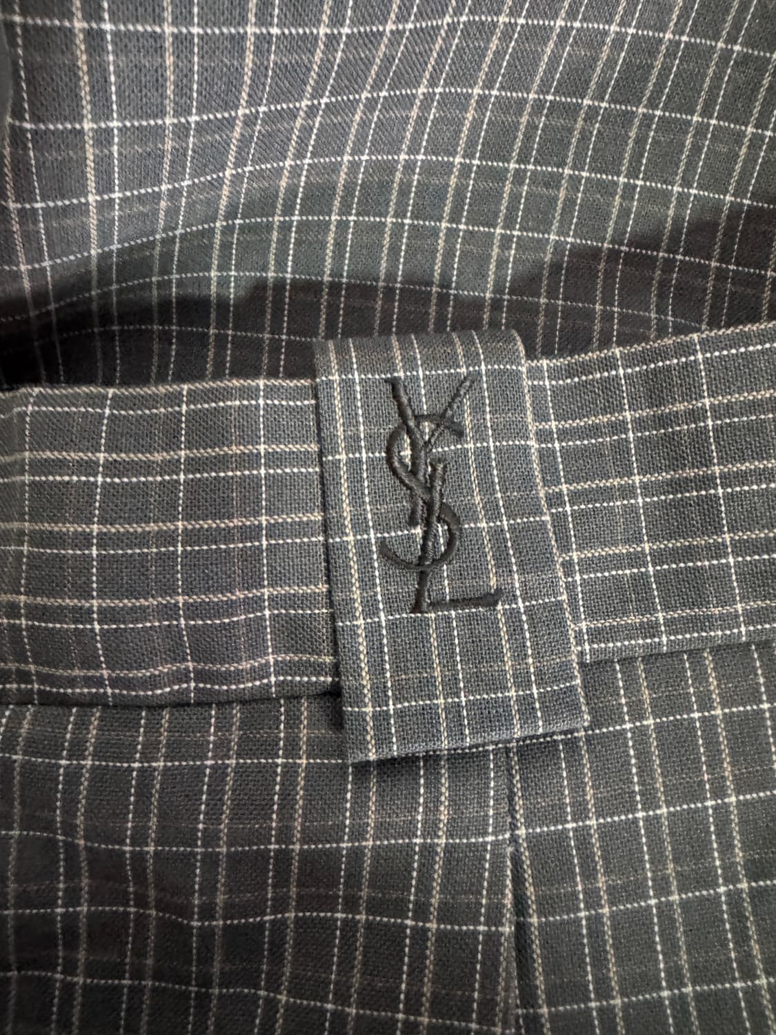 입생로랑 뿌르 옴므 YSL 체크 슬랙스 팬츠 카키 40인치 상품이미지3