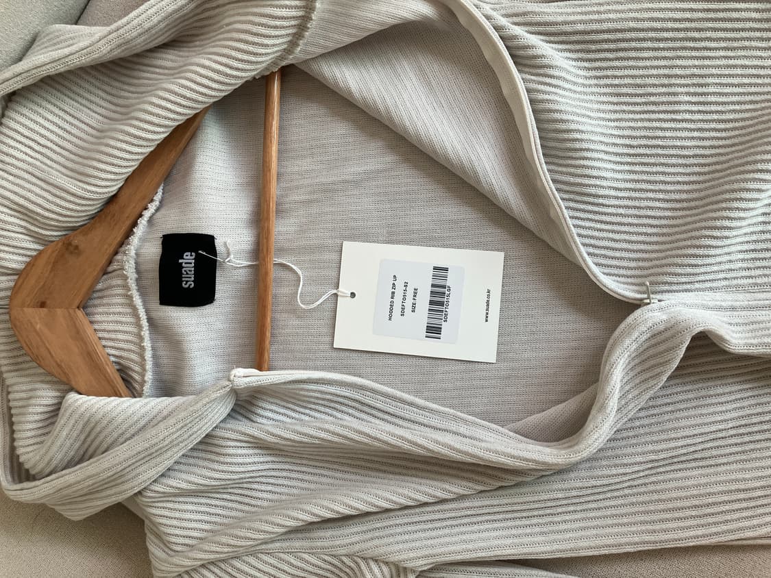 스웨이드 후드 립 집업 라이트 그레이 상품이미지4