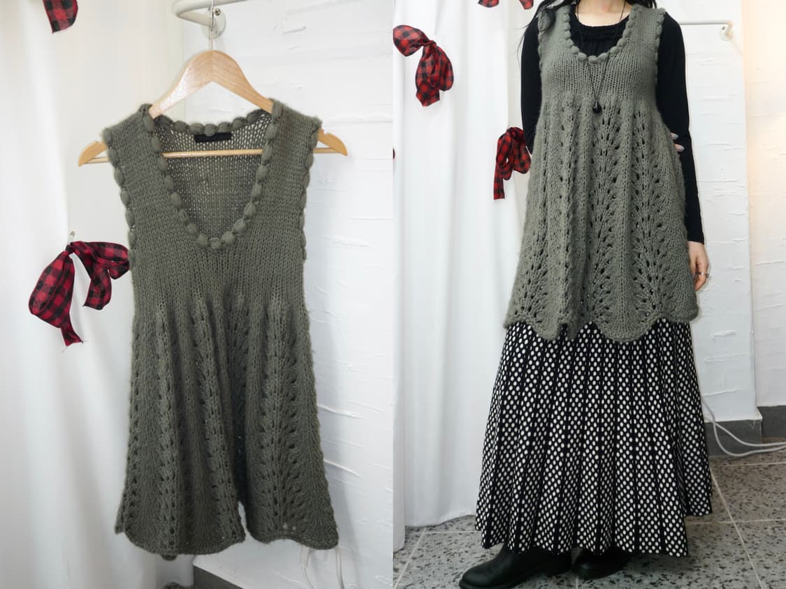 khaki knit vest 상품이미지1