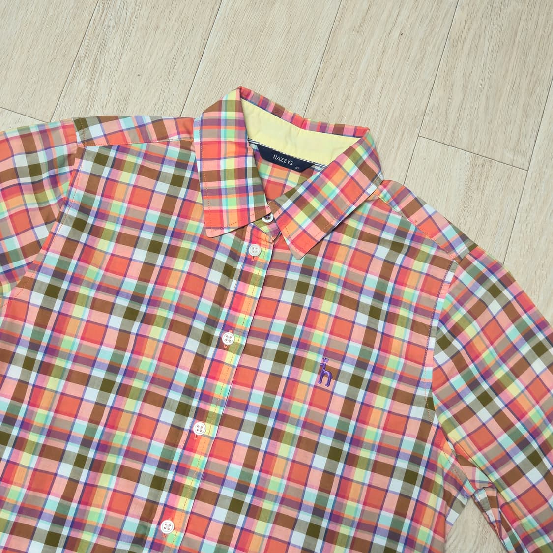 85)헤지스 오렌지 멀티 체크 셔츠 상품이미지1