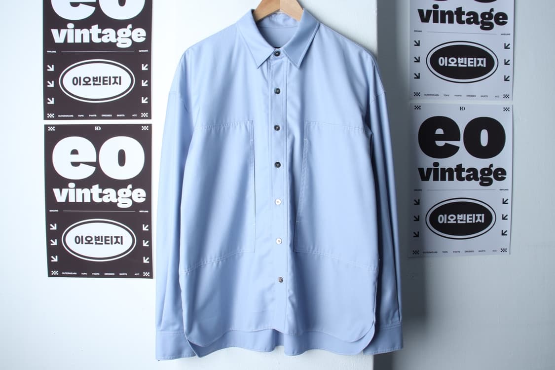 (L-XL) 엘무드 셔츠 남방 투포켓 연블루 무지 놈코어-H33533 상품이미지2