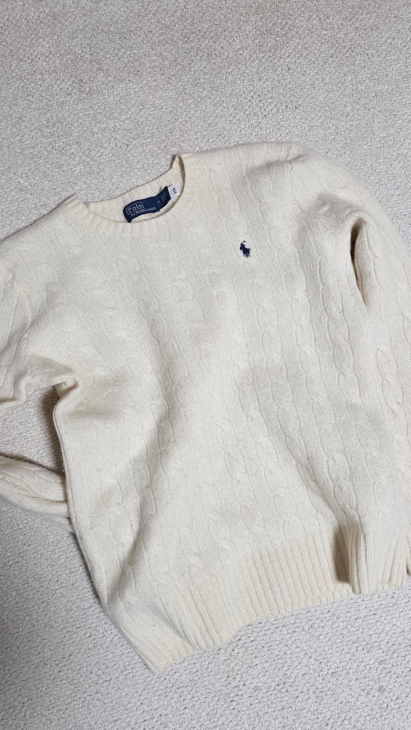 폴로 랄프로렌 아이보리 캐시미어 케이블 니트 44-55 상품이미지1