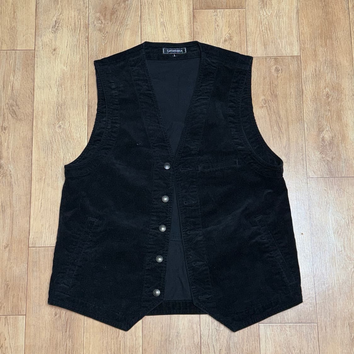 빈티지 블랙 코듀로이 베스트 해 상품이미지1