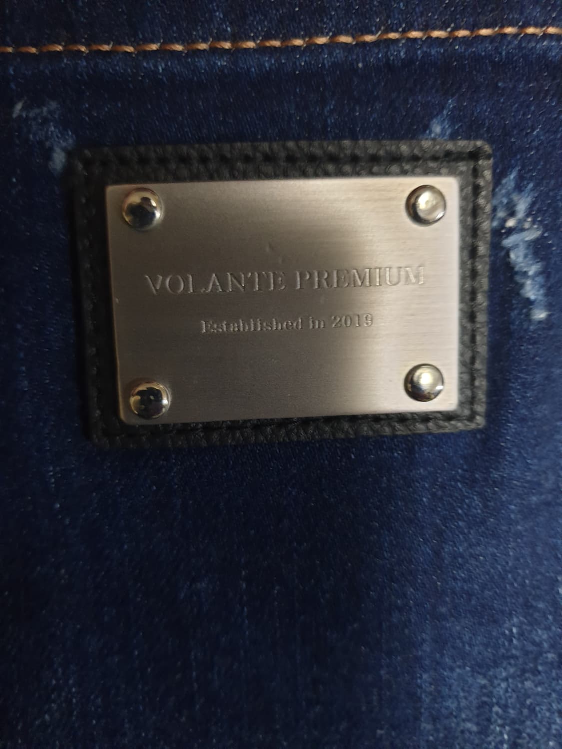 볼란테 프리미엄 백포켓 실버탭 데미지 워싱 데님팬츠 블루 (2사이즈) 상품이미지4