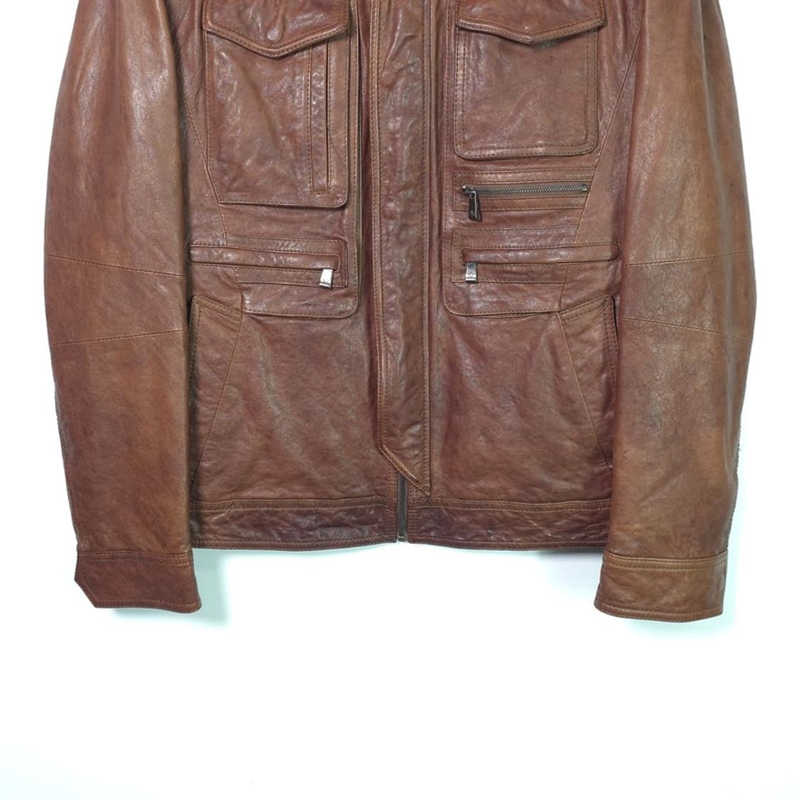ANDZ 양가죽 퍼안감 브라운 레더 자켓 L 상품이미지4
