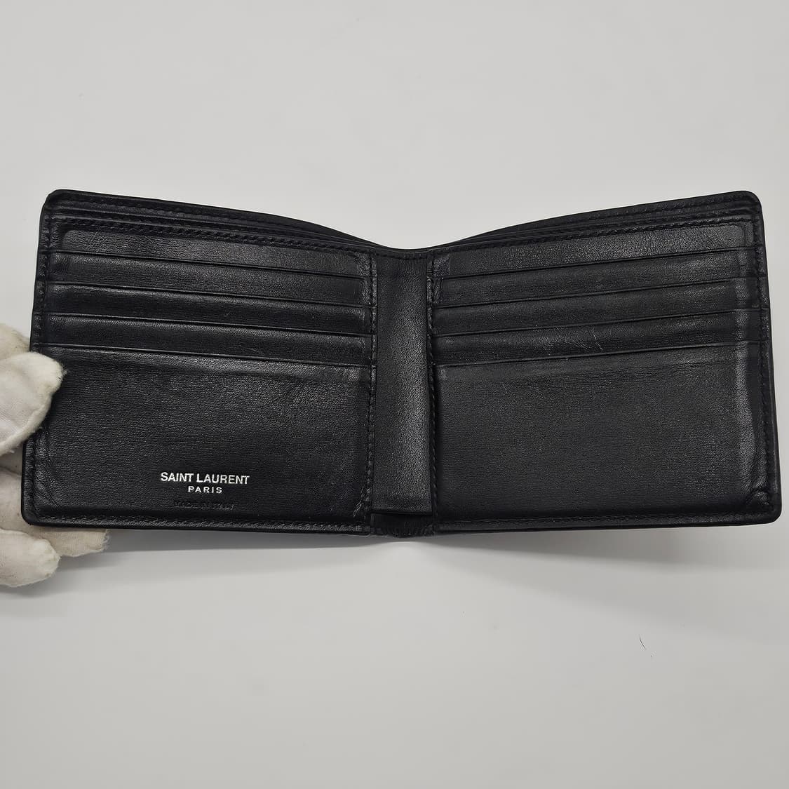 정품 입생로랑 은장 로고 남성 반지갑 상품이미지8