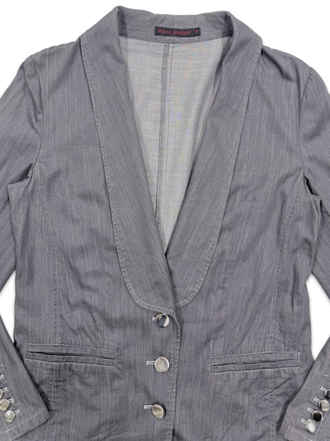 빈티지 블루그레이 라운드카라 디테일 싱글 자켓 상품이미지4