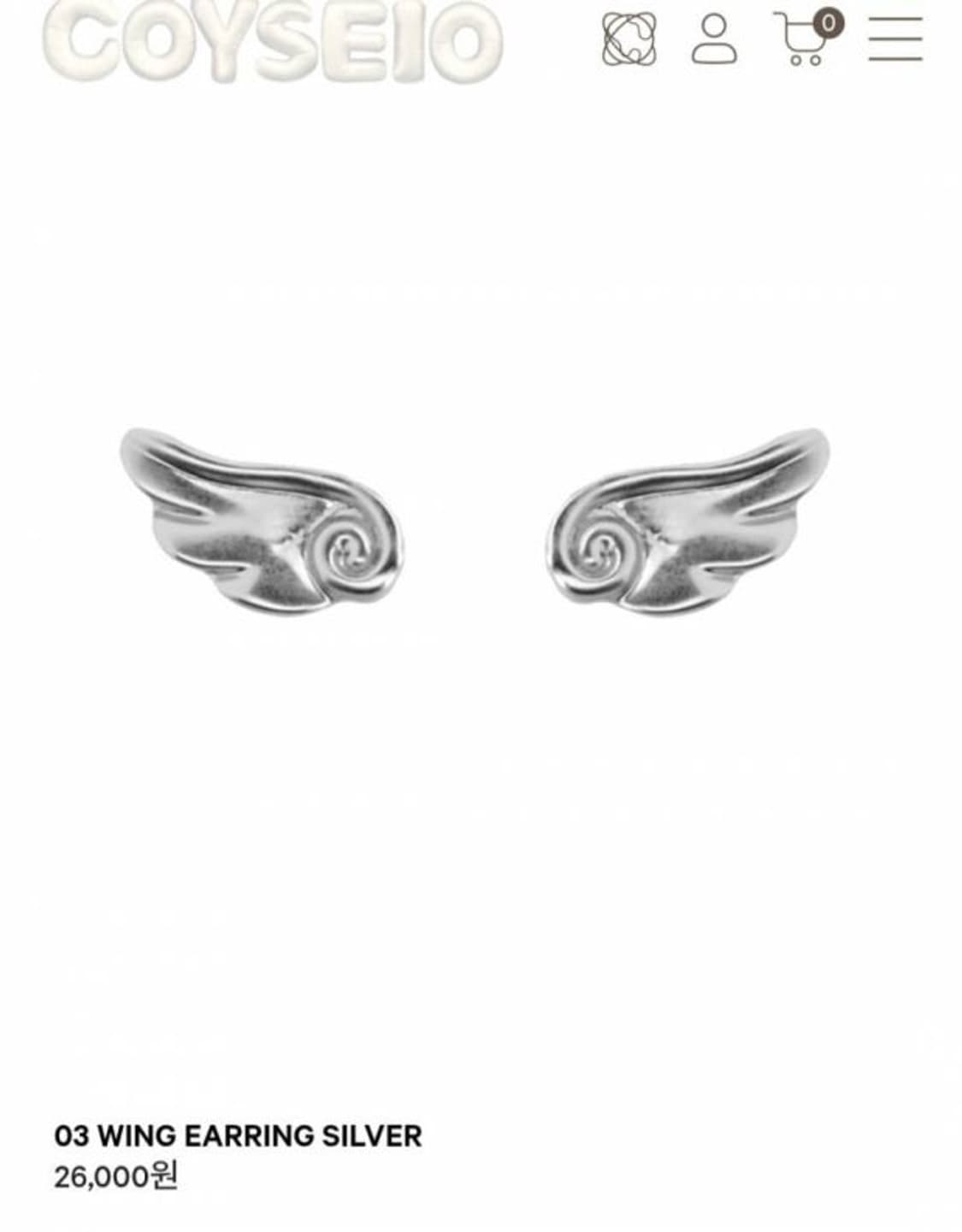 코이세이오 03 윙 이어링 실버 상품이미지1