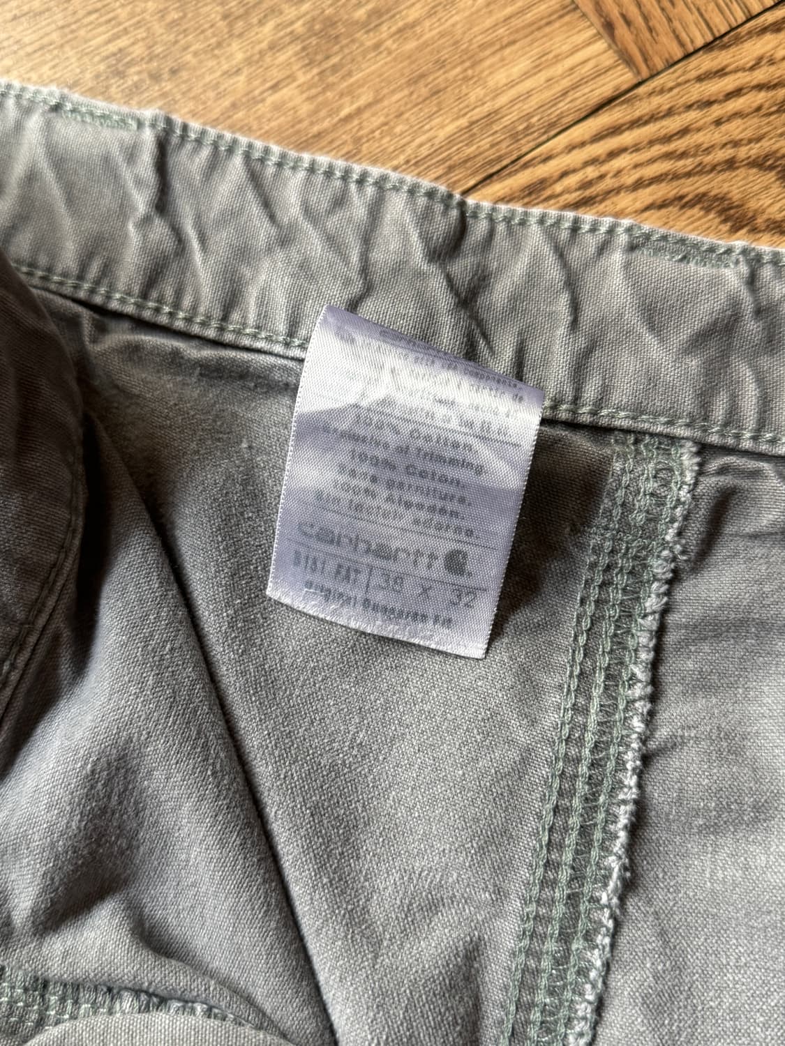 [38]칼하트 USA 빈티지 페이딩 FAT 라이트 캔버스 싱글니 워크팬츠 상품이미지8