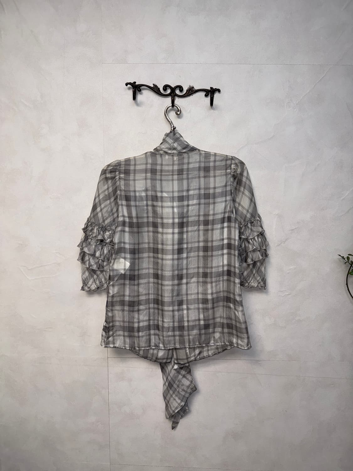 Dice Kayek silk frill ribbon check bl 상품이미지7